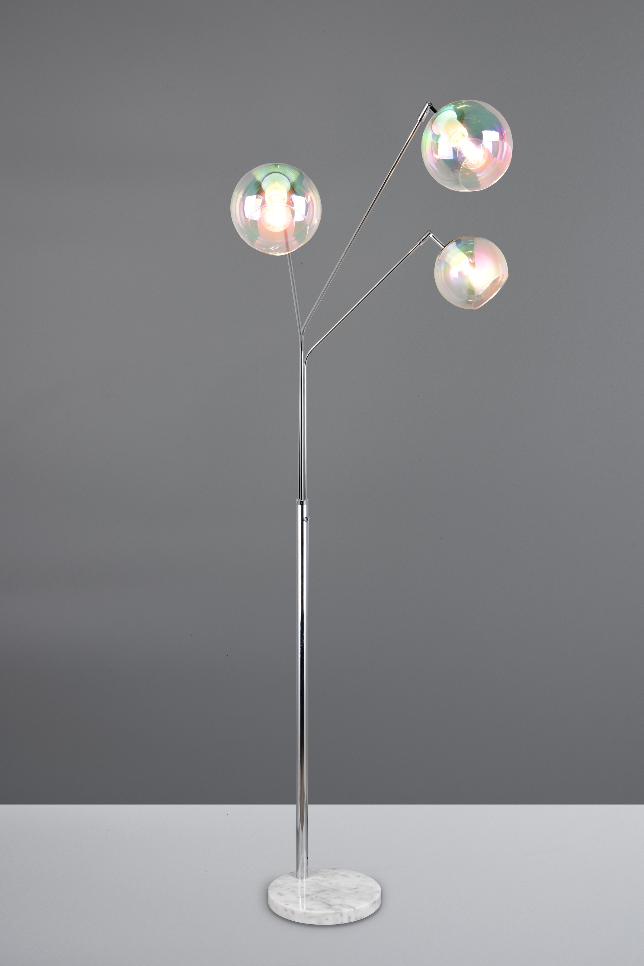 TRIO Leuchten Stehlampe »PAXTON, dreiflammige Stehleuchte, Glas Lampenschirme, Arme verstellbar«, 3 flammig, Leuchtmittel E27 | Leuchtmittel wechselbar, exkl. 3x E27 max 10W, Höhe 200cm Breite 67cm, Kippschalter, 2m Kabel