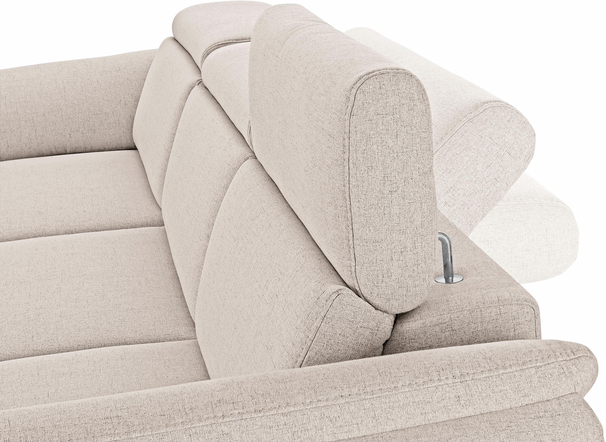 sit&more Ecksofa »Avignon L-Form« Kopfteilverstellung, wahlweise mit Bettfunktion und Bettkasten