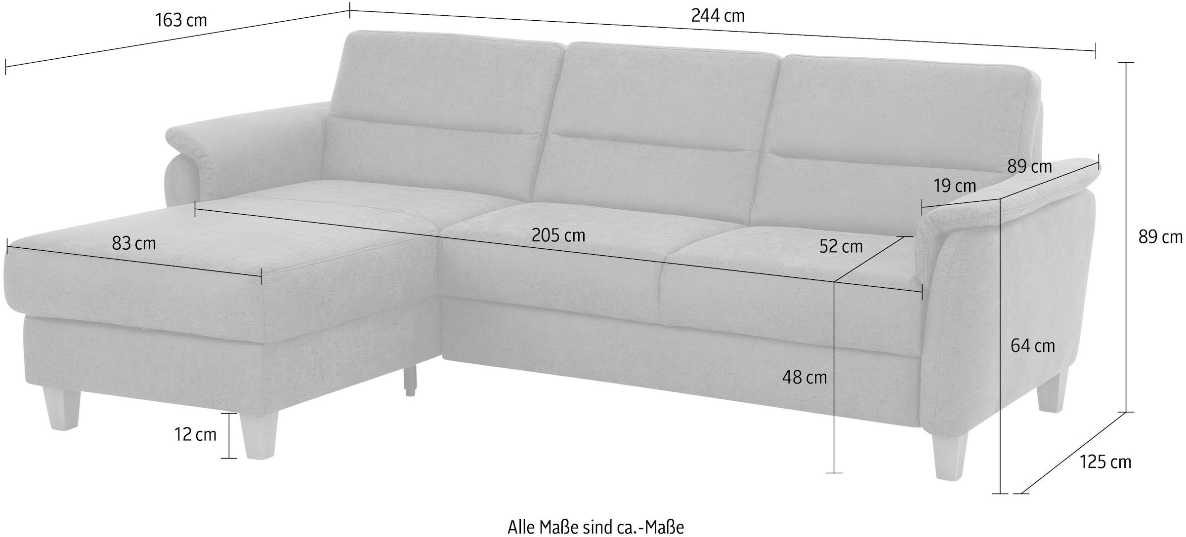 Home affaire Ecksofa »Palmera L-Form«, Federkern, wahlweise mit Bettfunktion und mit/ohne Bettkasten