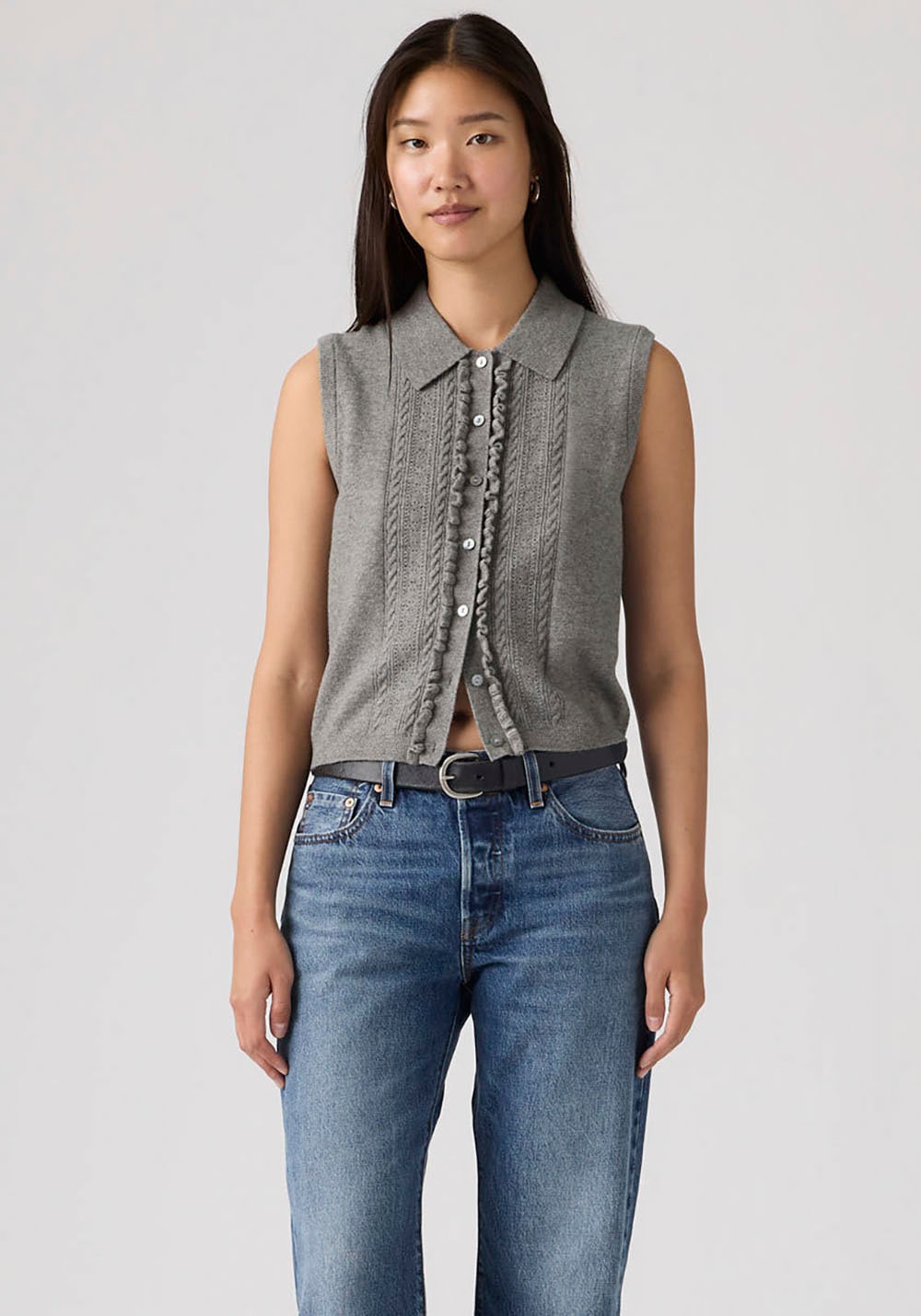 Levi's® Strickpullover »SUPER SOFT MINI RUFFLE VEST« mit Strukturmuster