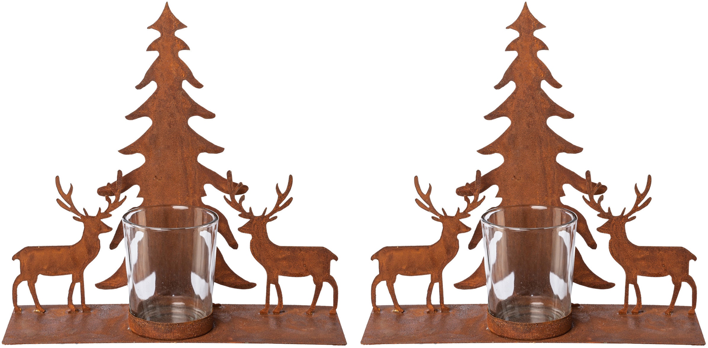 Creativ deco Teelichthalter »Weihnachtsdeko«, (2 St.), Oberfläche in Rost- Optik kaufen | BAUR
