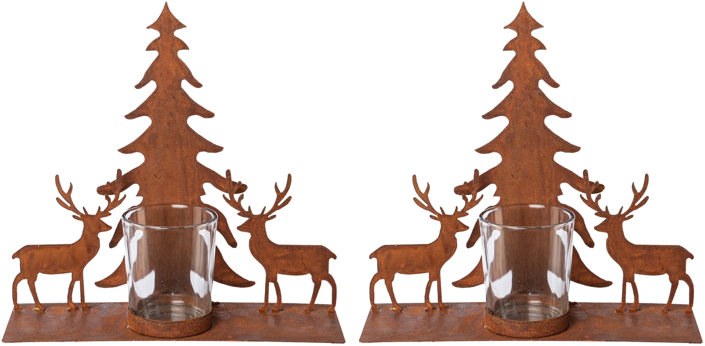 Creativ deco Teelichthalter "Weihnachtsdeko" Oberfläche in Rost-Optik günstig online kaufen