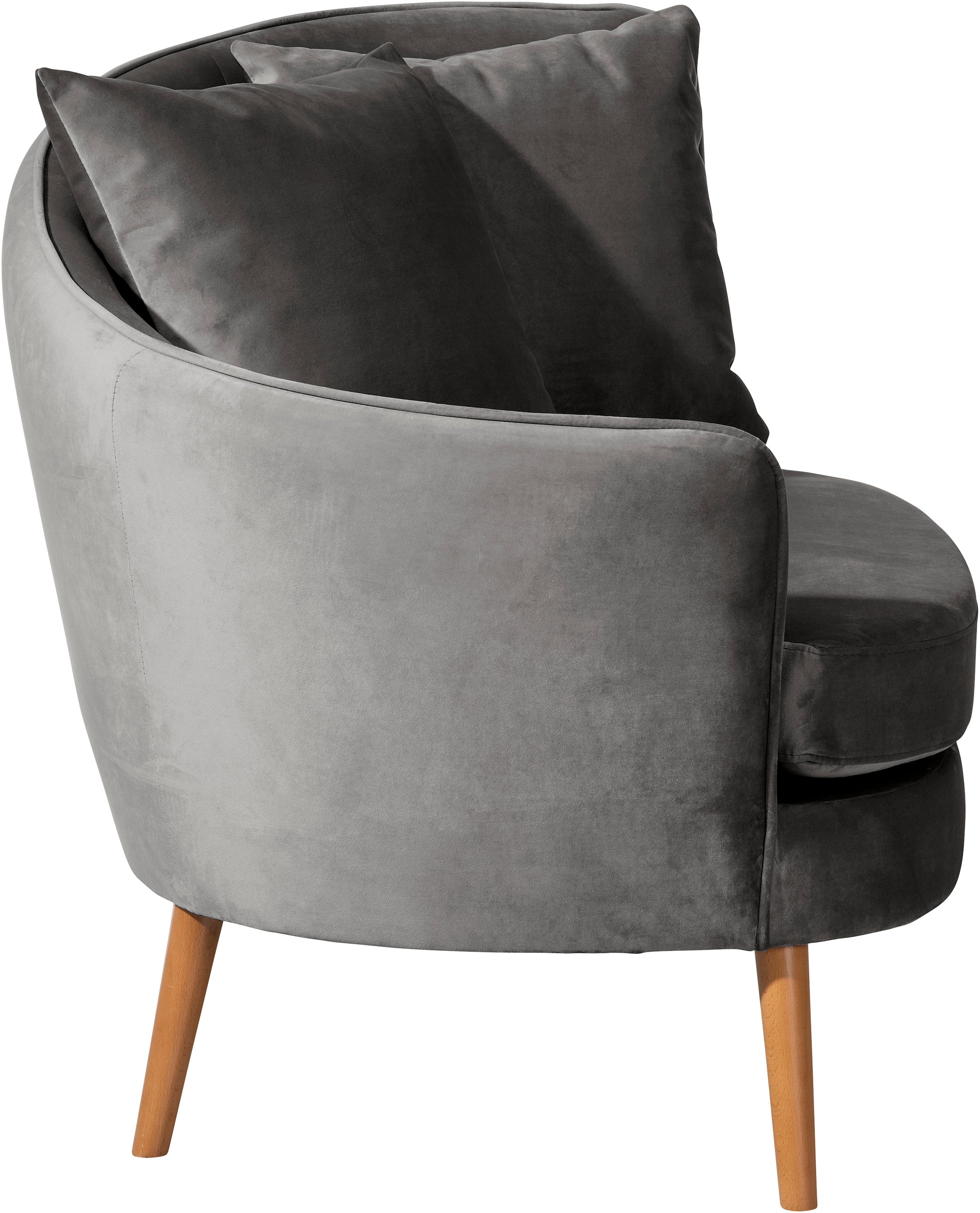 Max Winzer® Loungesessel »Mirandas, handgefertigter Sessel, Polstersessel, Sofamuschel«, hochwertige Verarbeitung, aus weichem Samtvelours, inkl. Zierkissen