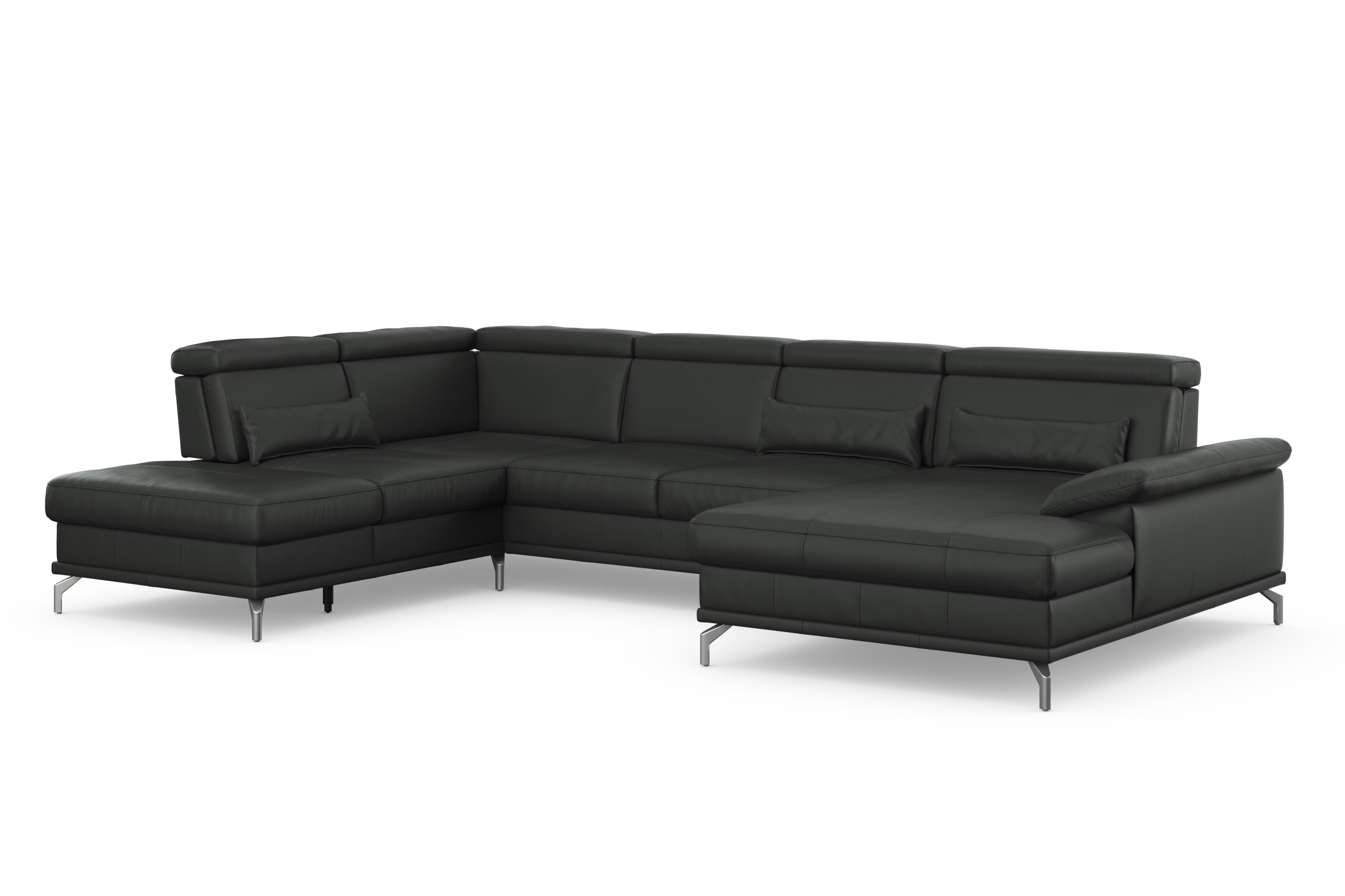 Thumbnail - sit&more Wohnlandschaft "Cabrio U-Form, mit Sitztiefenverstellung, Arm- und Kopfteilverstellung", 3 Nierenkissen, Federk...