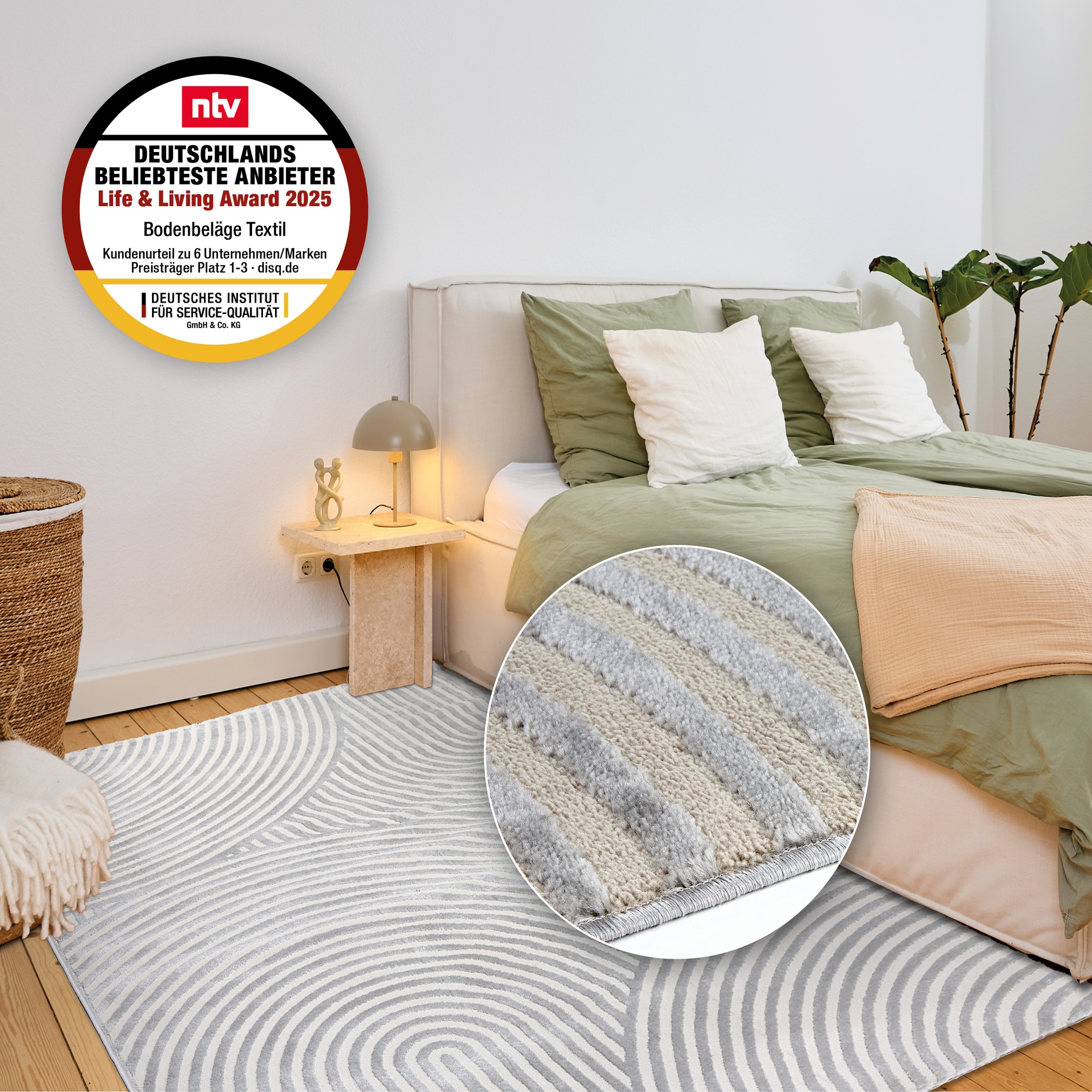 ASTRA Teppich »Jules 253«, rechteckig, 8 mm Höhe, Hoch Tief Struktur, Kurzflor, Wohnzimmer, Schlafzimmer