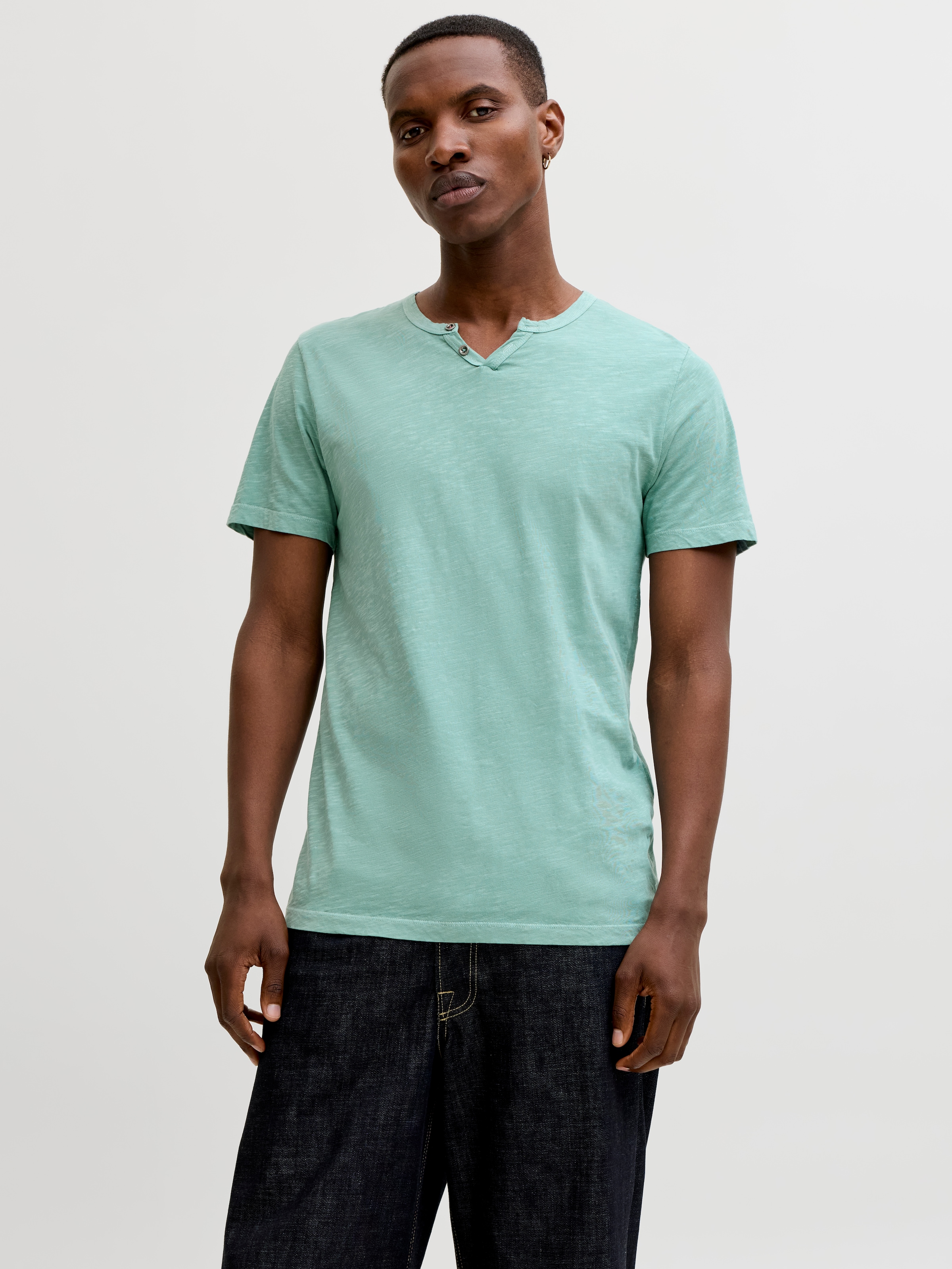 Jack & Jones T-Shirt "Split Neck Tee" Mit V-Ausschnitt