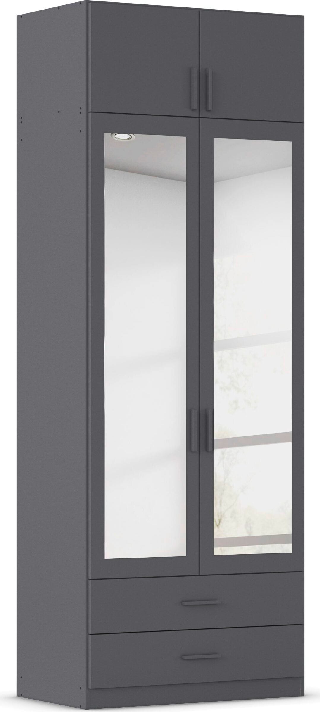 rauch Kleiderschrank "Schrank Garderobe Wäscheschrank GAMMA in 4 Breiten 91-226 cm" 3 verschiedene Ausstattungen BASIC/CLASSIC/PREMIUM (inkl. SOFT-CLOSE), mit Schubladen und Schrankaufsatz sowie Spiegel MADE IN GERMANY