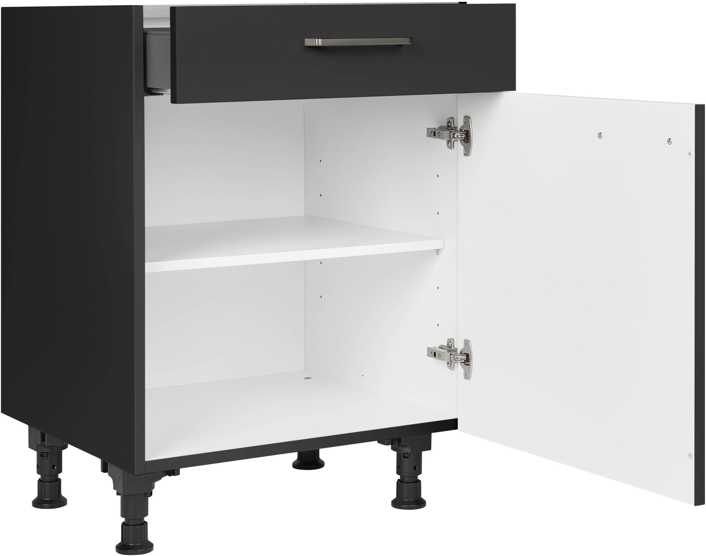 nobilia® Unterschrank »"Touch", Ausrichtung wählbar, vormontiert, in den Breiten 30, 45 und«, 60 cm Breite, mit höhenverstellbaren Sockelfüßen, vormontiert