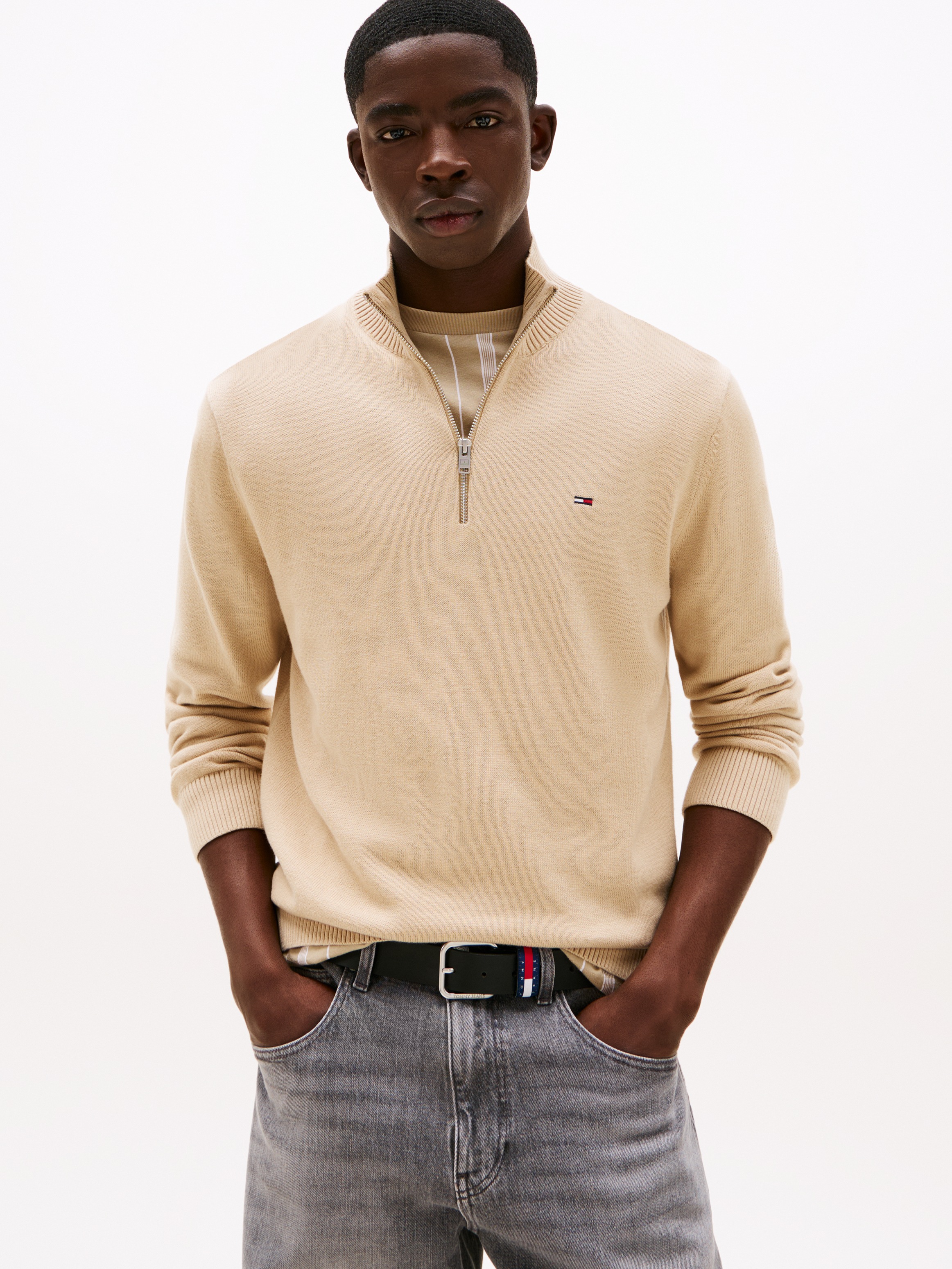 Tommy Jeans Strickpullover "TJM SLM ESS LIGHT ¼ ZIP SWTR EXT" Mit Rundhalsa günstig online kaufen