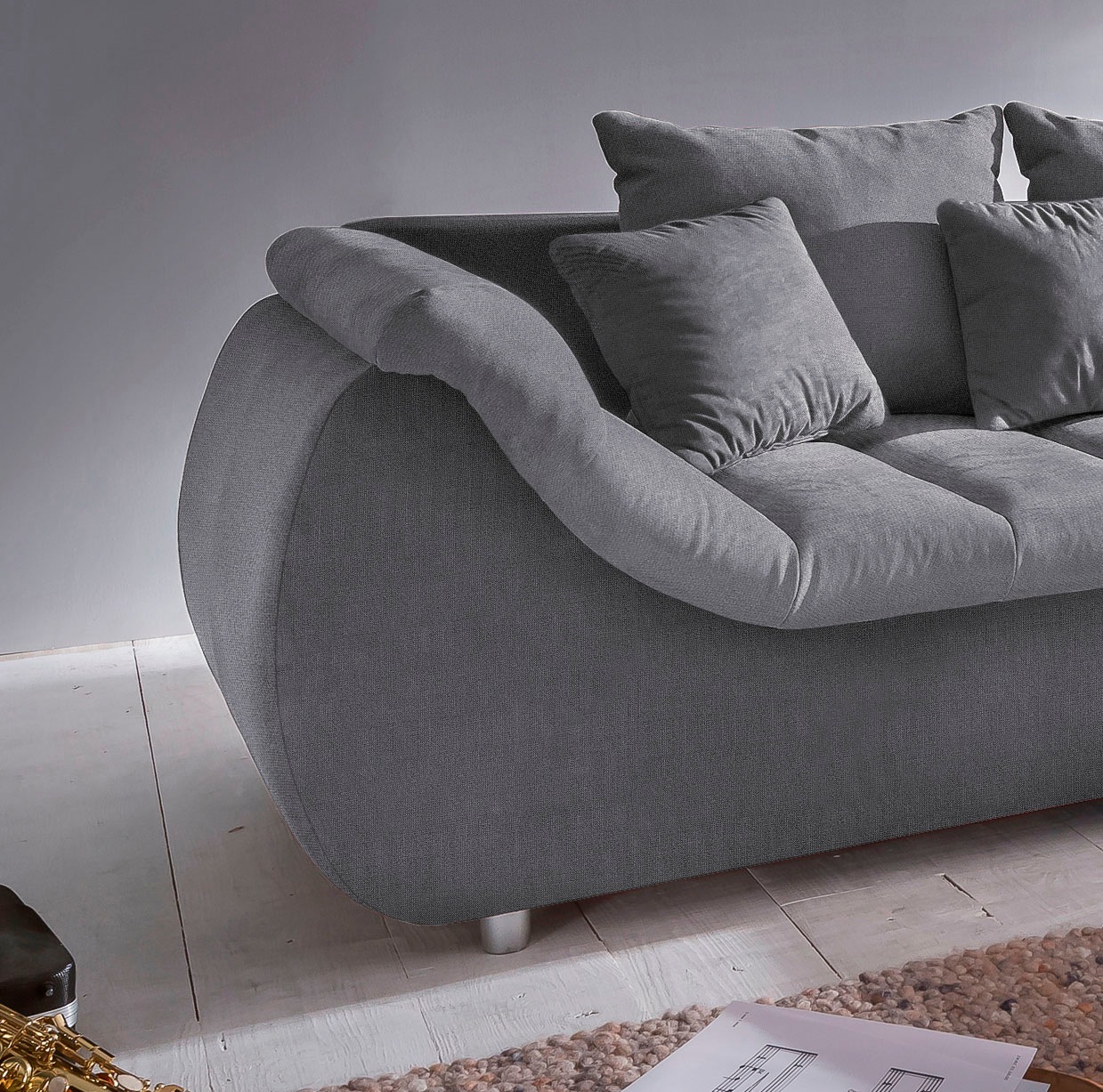 INOSIGN Ecksofa »Imola elegant und bequem, aktuelle Steppung im Sitz, L-Form«, wahlweise mit Bettfunktion