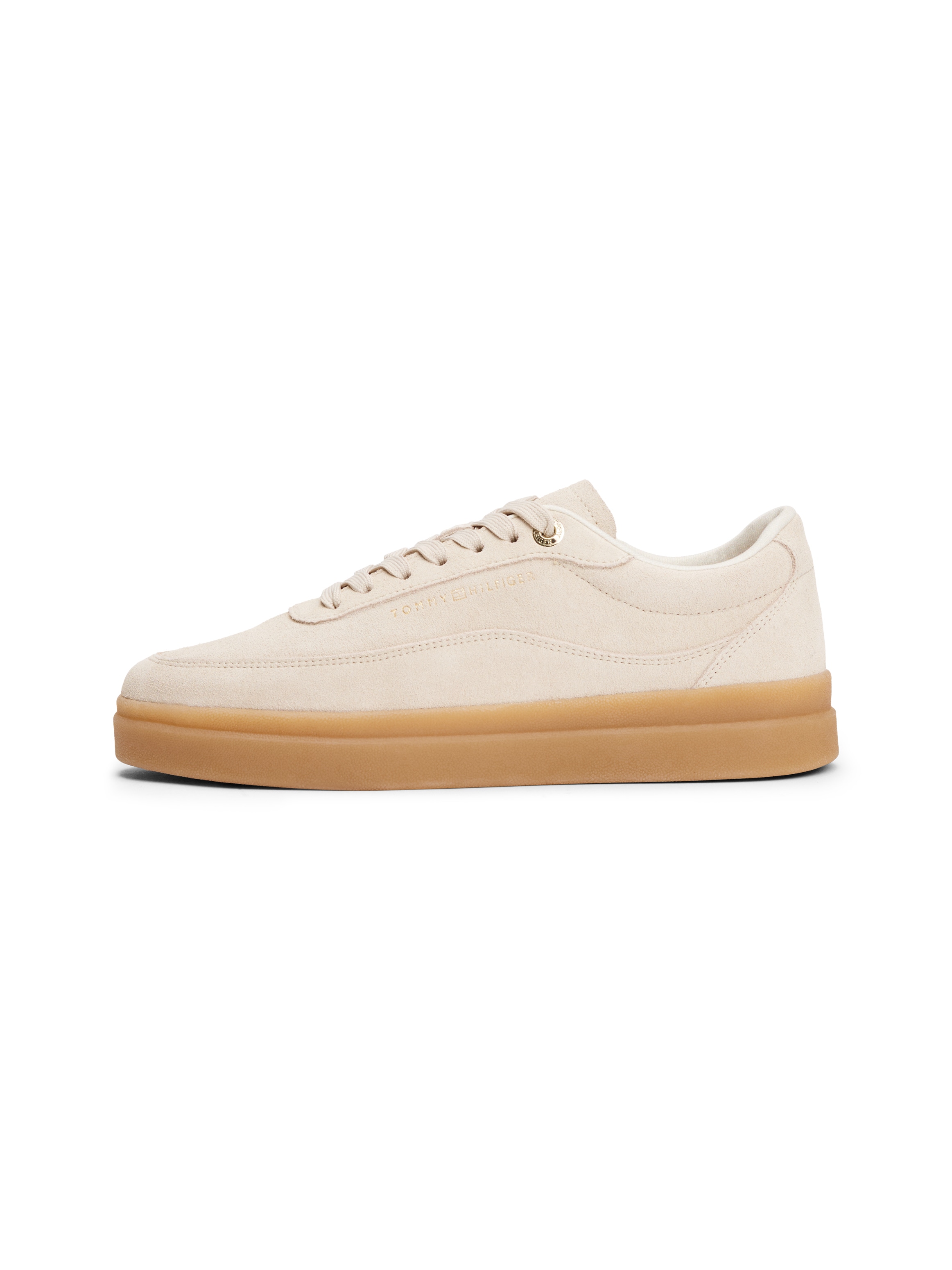 Tommy Hilfiger Plateausneaker »MODERN COURT SNEAKER SUEDE«, Freizeitschuh, Halbschuh, Schnürer mit weich gepolstertem Schaftrand