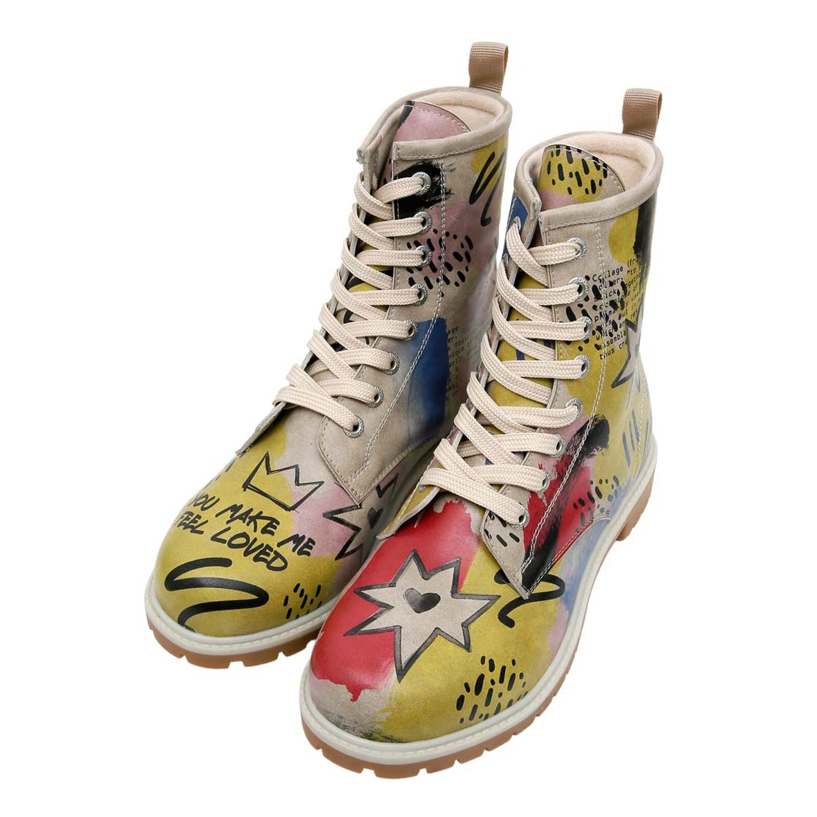 DOGO Schnürboots "Long Boots Schnürstiefel The Creation Of The Collage Dame günstig online kaufen