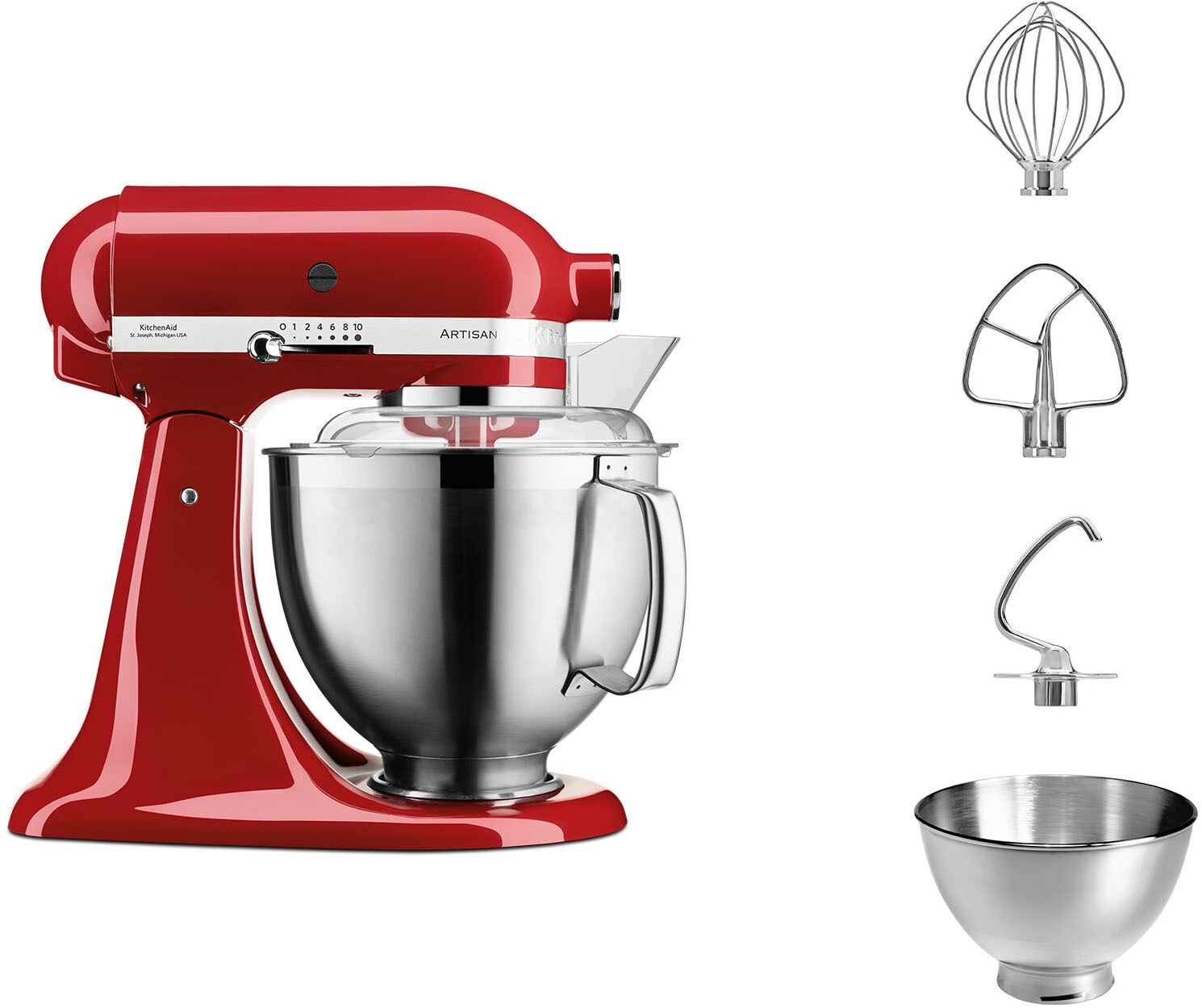 KITCHENAID Küchenmaschine "5KSM185PSE", B:24cm H:36cm T:37cm, rot, Küchenmaschinen