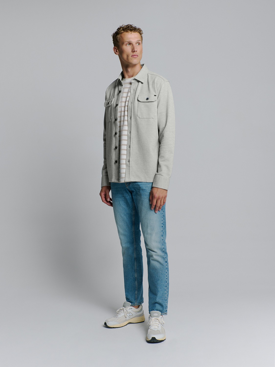 NO EXCESS Langarmhemd »No Excess Sweat Overshirt mit Knopfverschluss«