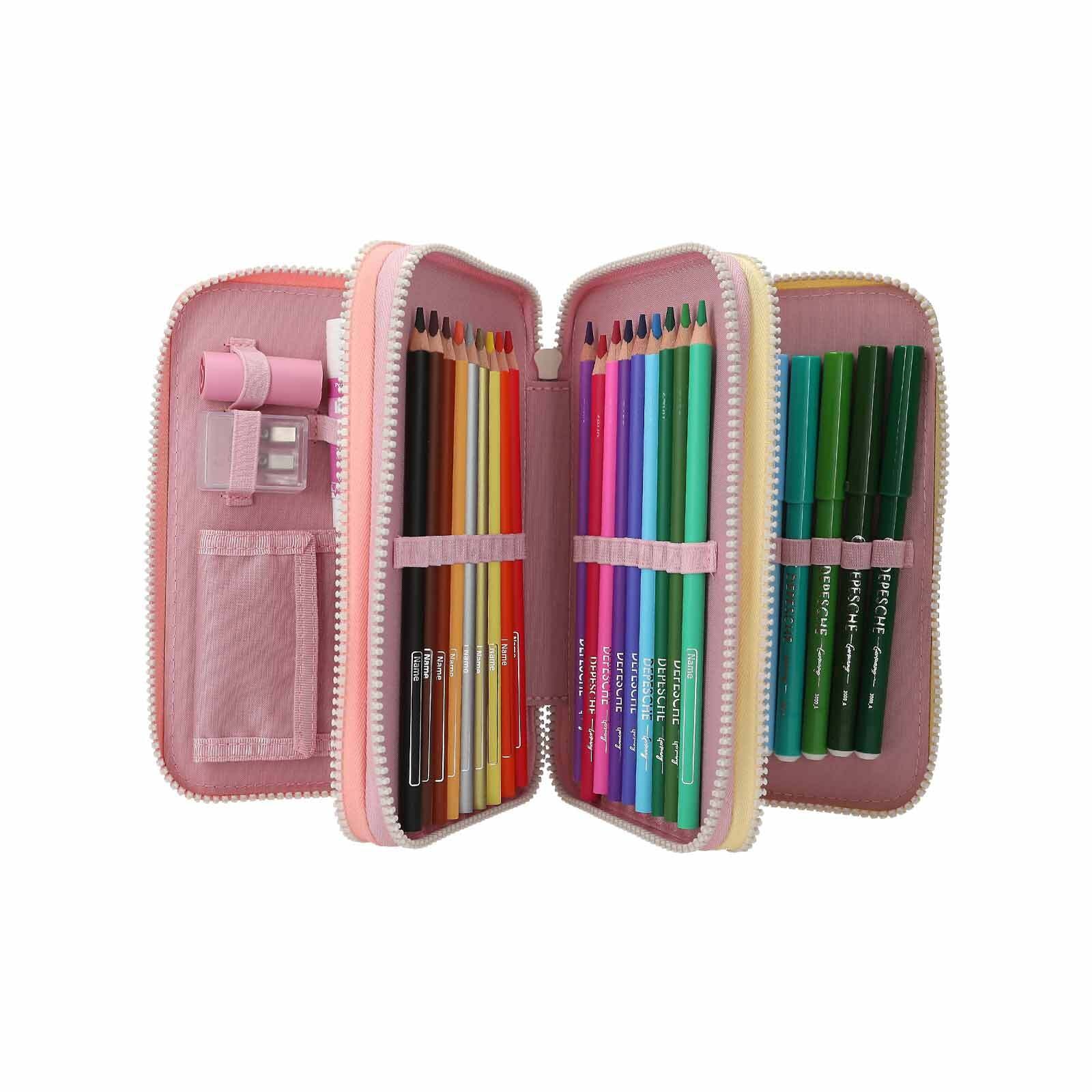 Depesche Buntstift »3-Fach Federtasche Farbwolke inkl. Stifte Ylvi 7,5 x 13,5 x 20 cm rosa«