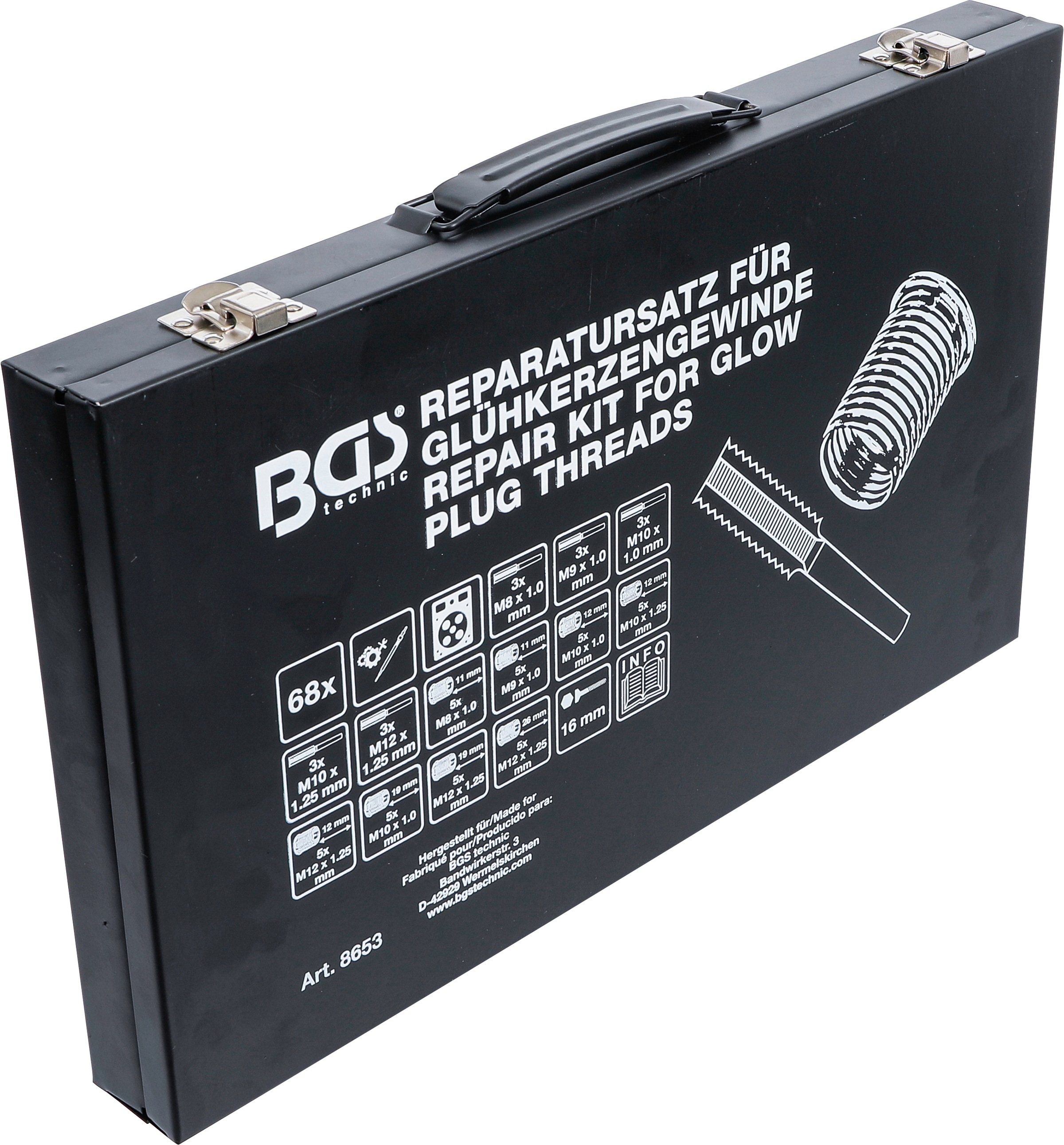 BGS Werkzeugset »Reparatursatz für Glühkerzengewinde«, M8 - M9 - M10 - M12