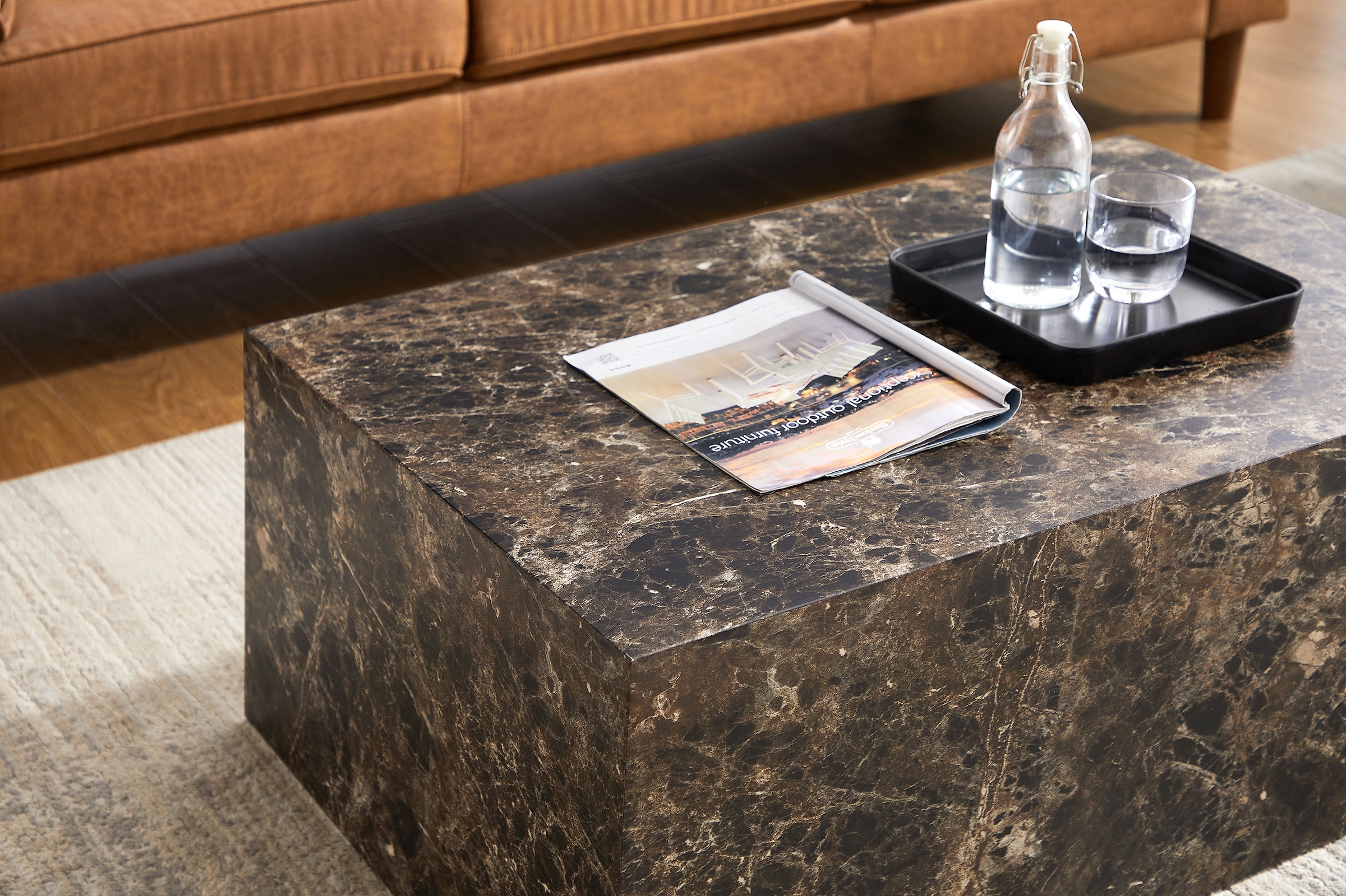 SalesFever Couchtisch »Almeria Beistelltisch B/T 90/60 cm«, rechteckig 90x60 cm, in Marmoroptik foliert