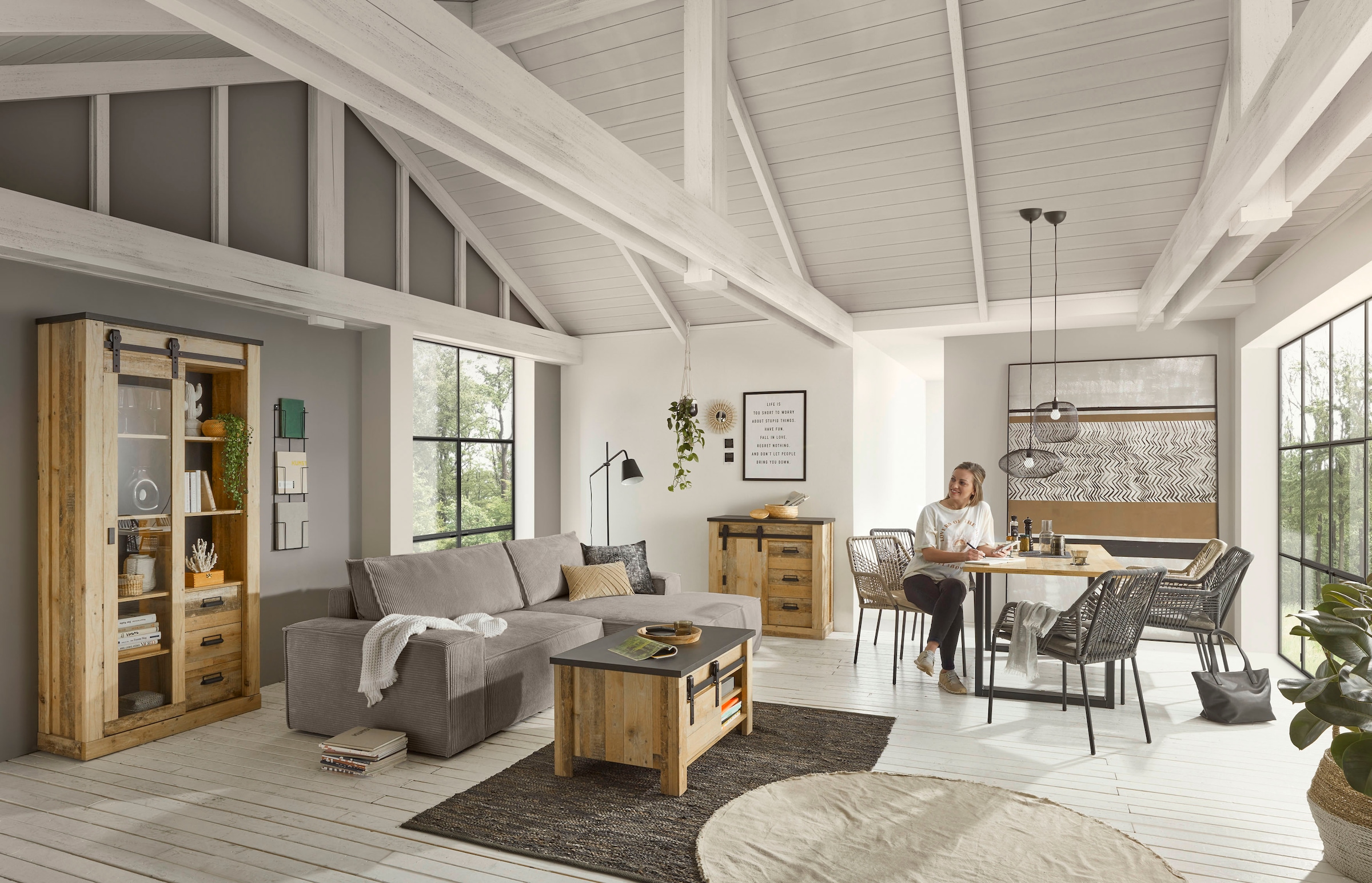 Home affaire Ecksofa »SHERWOOD Schlafsofa 267 cm, L-Form,« Schlaffunktion mit Bettkasten (210x136 cm), Cord, Vintage, Samtvelours