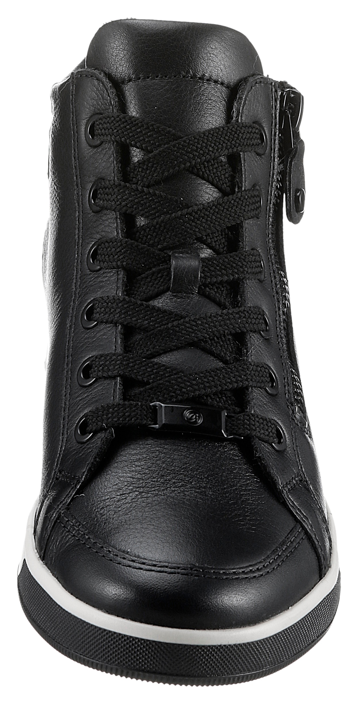 Schnürboots ARA "ROM", Damen, Gr. 4,5 (37,5), schwarz, Glattleder, Schuhe Schnürboots, Keilabsatz, High Top-Sneaker, Freizeitschuh in Schuhweite G = weit 3