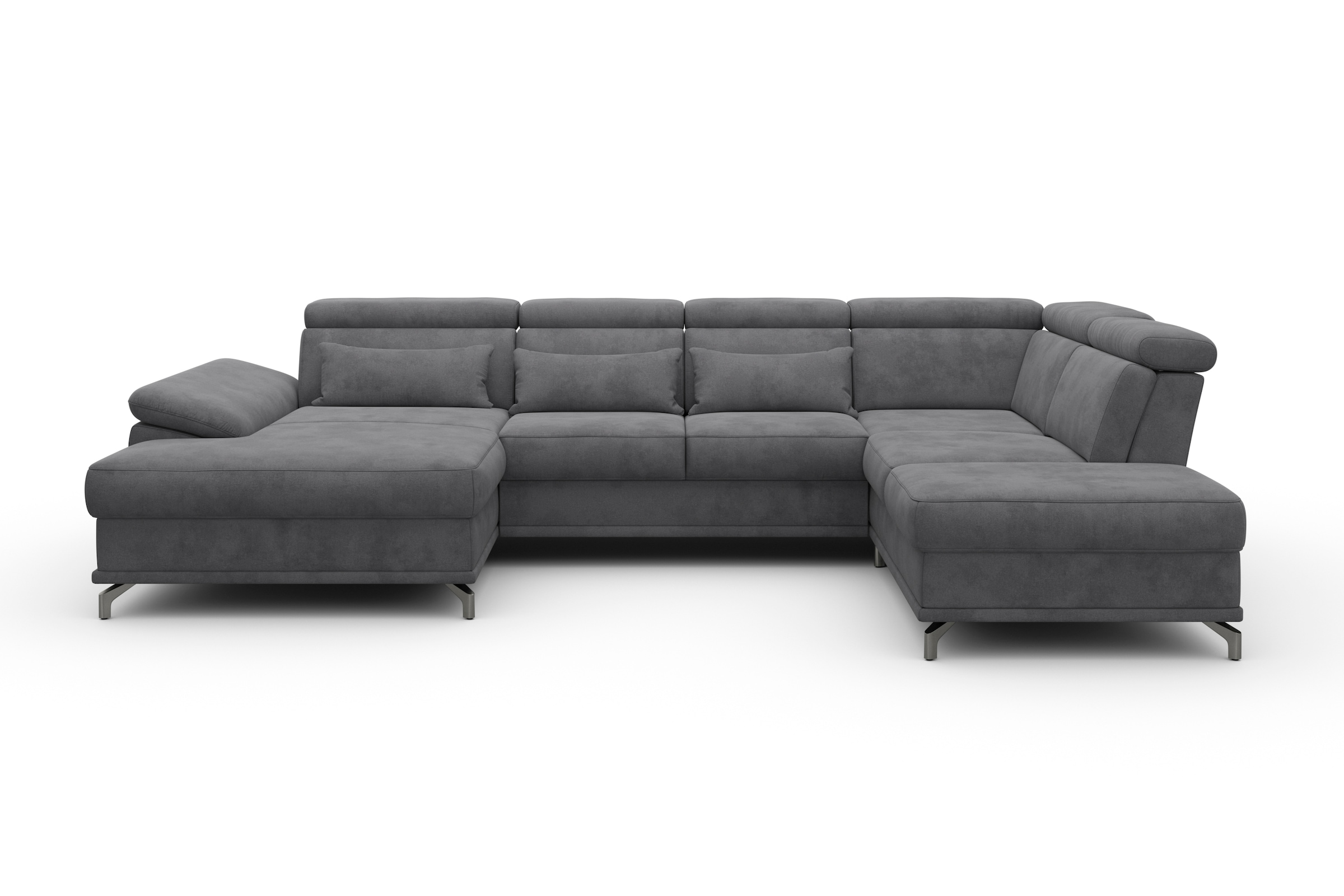 sit&more Wohnlandschaft »Cabrio U-Form, mit Sitztiefenverstellung, Arm- und Kopfteilverstellung«, 3 Nierenkissen, Federkern, optional Bettfunktion und Stauraum