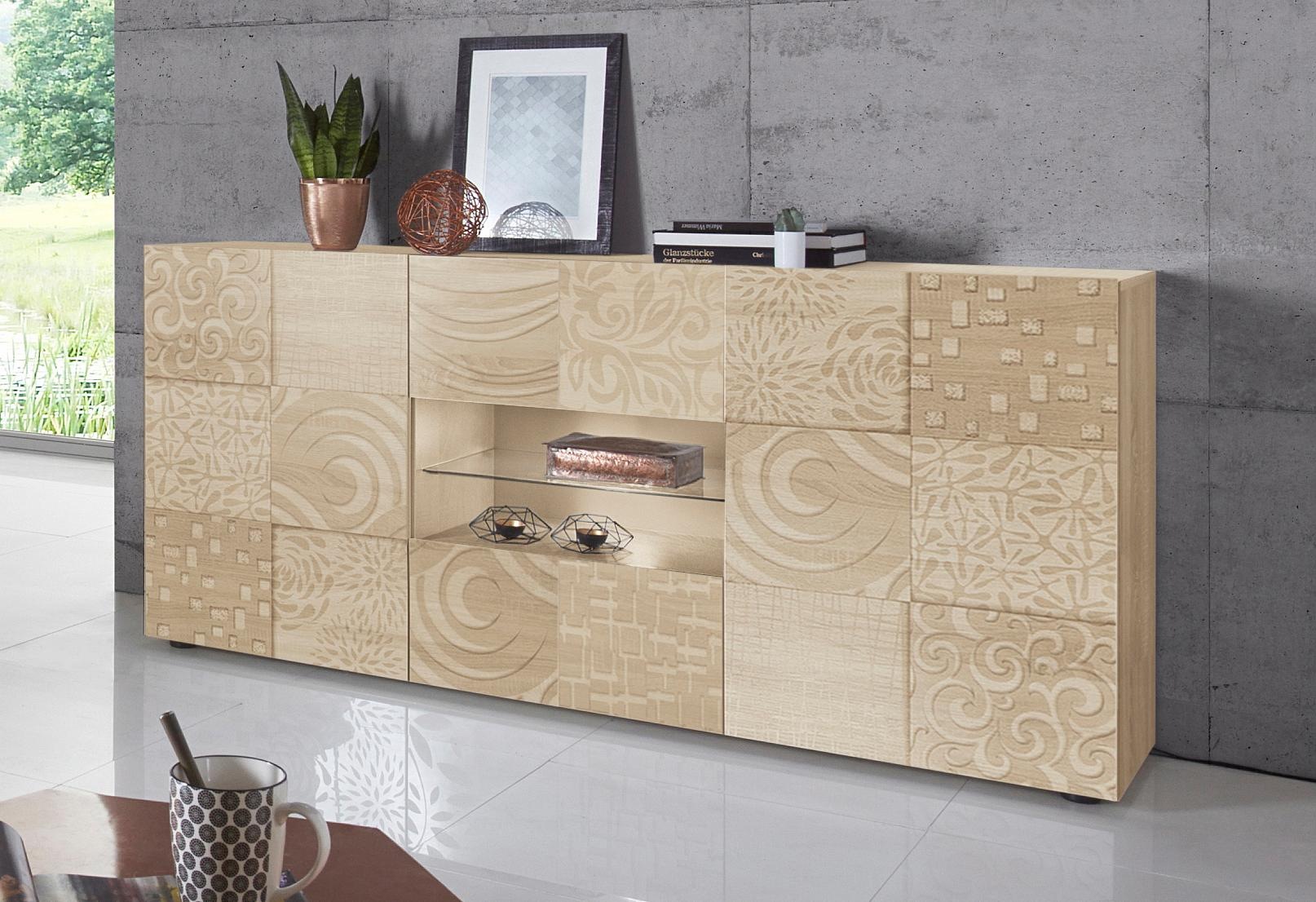 Home affaire Sideboard "Miro" Breite 181 cm mit dekorativem Siebdruck günstig online kaufen