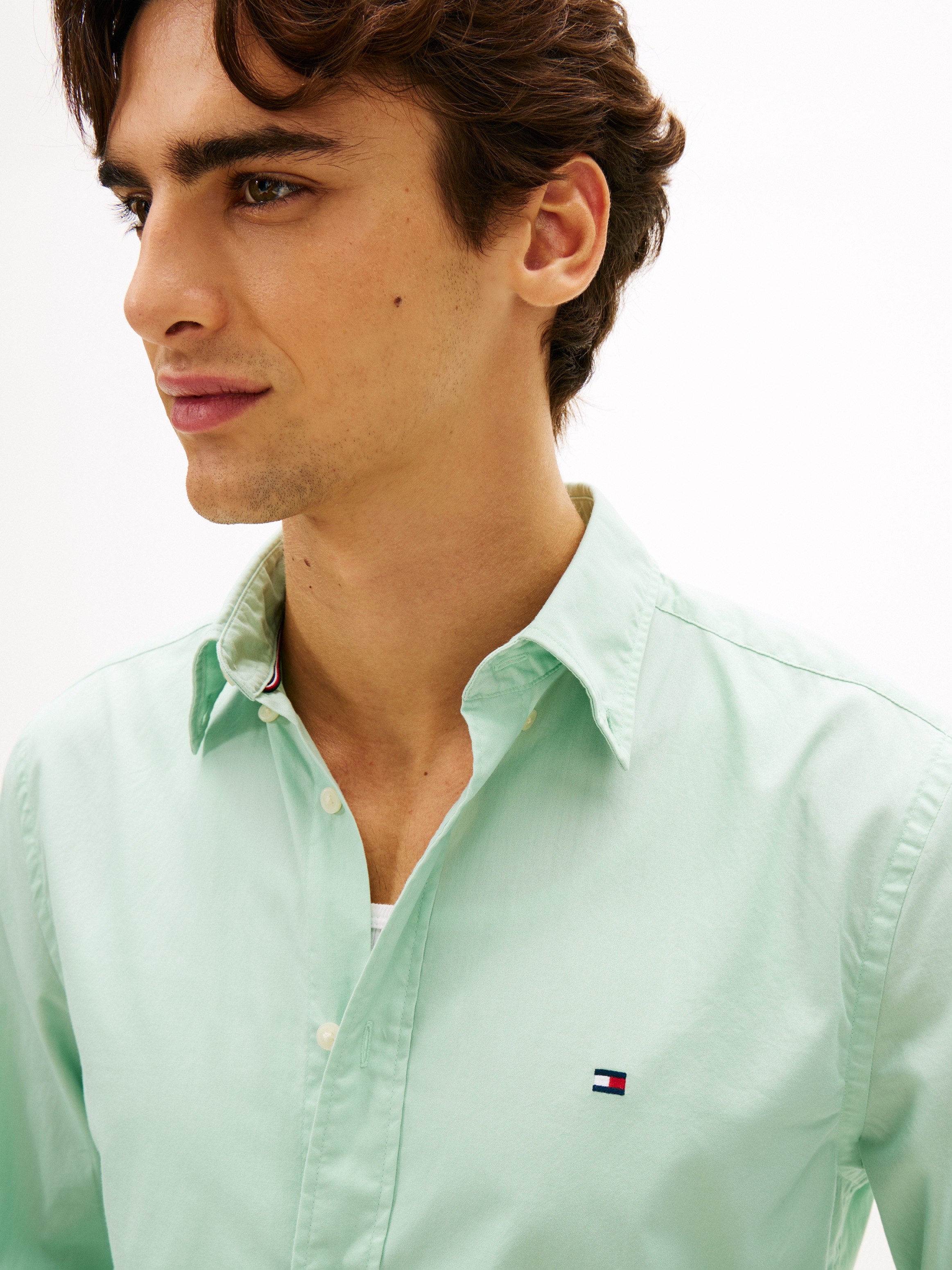 Tommy Hilfiger Businesshemd "FLEX POPLIN SOLID Regular Fit SHIRT mit Button günstig online kaufen