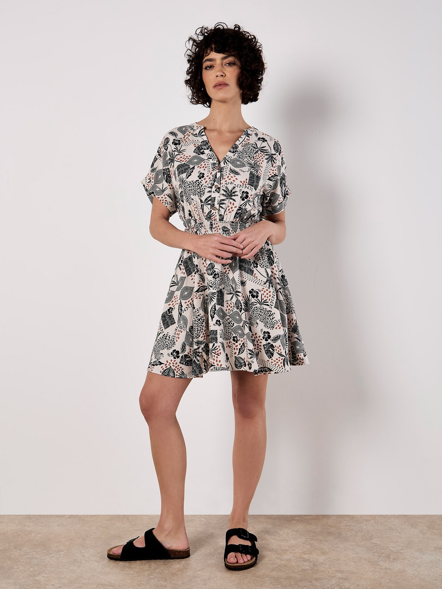 Apricot Druckkleid "Druckkleid" mit Smokdetails