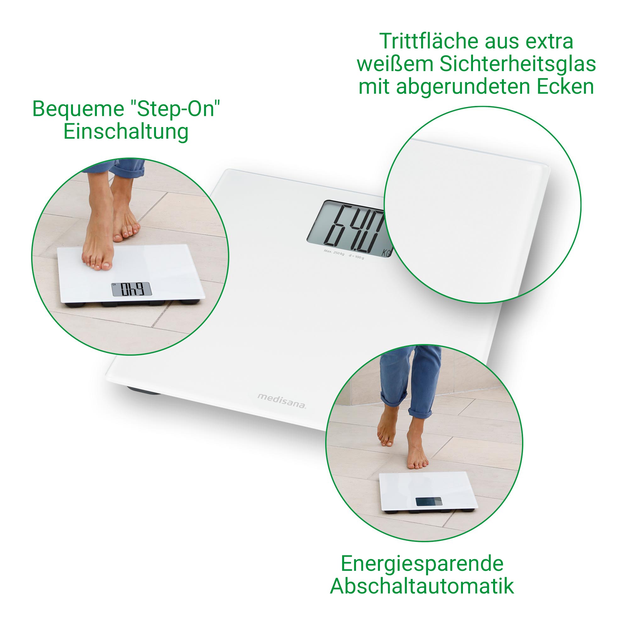 Medisana Personenwaage »PS 470 XL«, Extra großes LCD-Display mit großen Ziffern, Tragkraft 250 kg