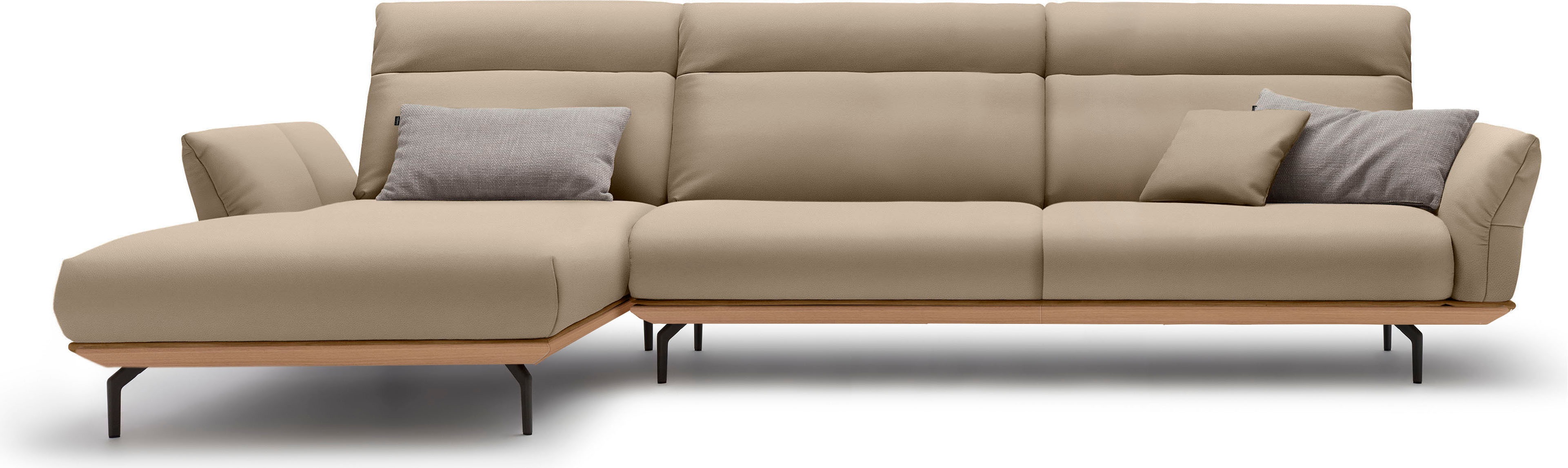 Creation BY ROLF BENZ Ecksofa "CR.460, Design-Sofa der Extraklasse, verstellbare Rückenlehne, L-Form" Sockel in Eiche, Winkelfüße in Umbragrau, Breite 338 cm
