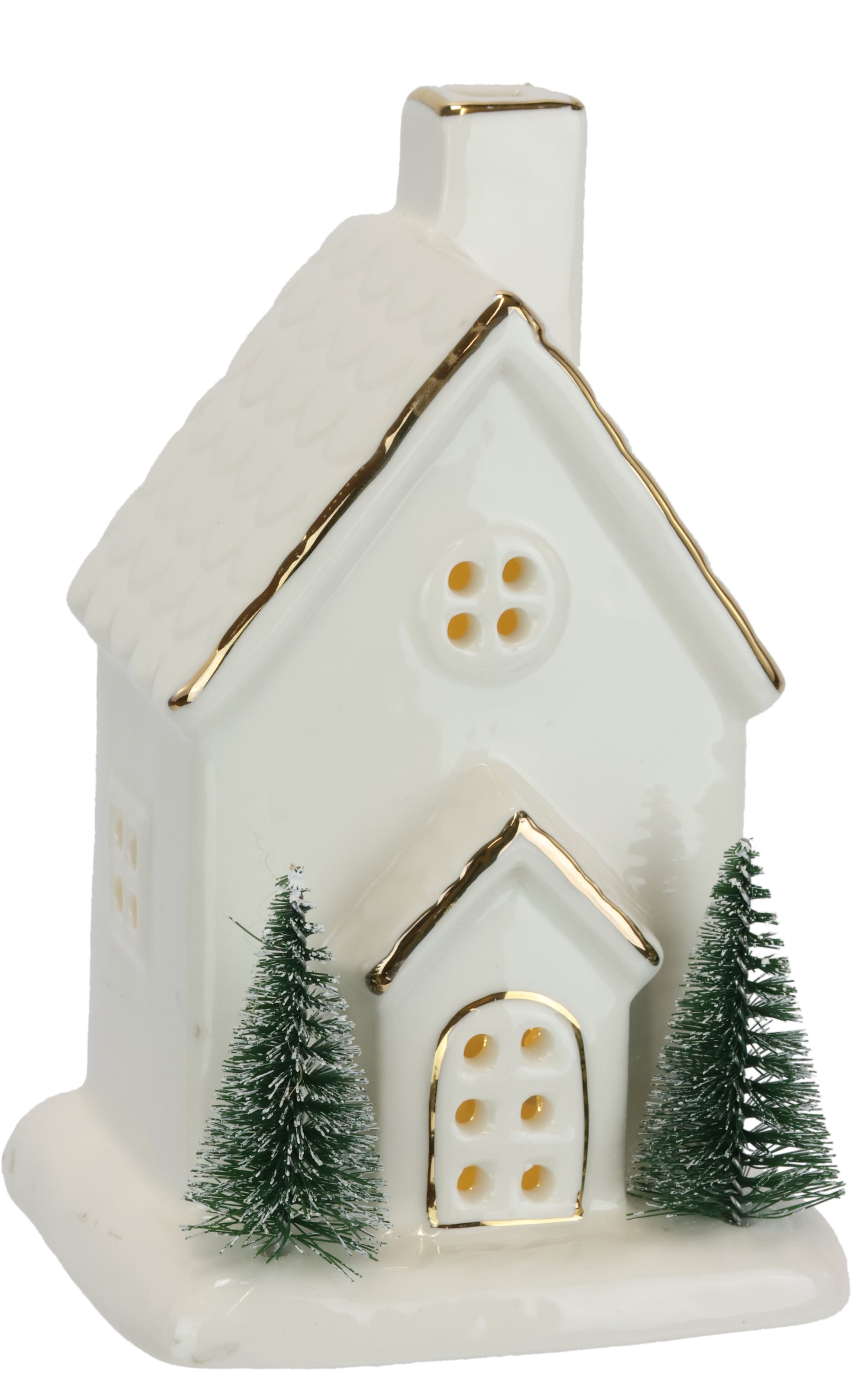 I.GE.A. LED-Dekofigur "LED-Haus" Dekoobjekt LED batteriebetrieben Weiß Gold günstig online kaufen