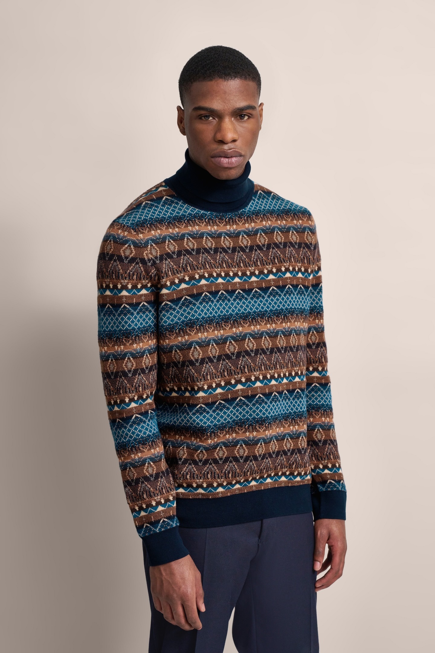 bugatti Rollkragenpullover su Multicolor-Muste...