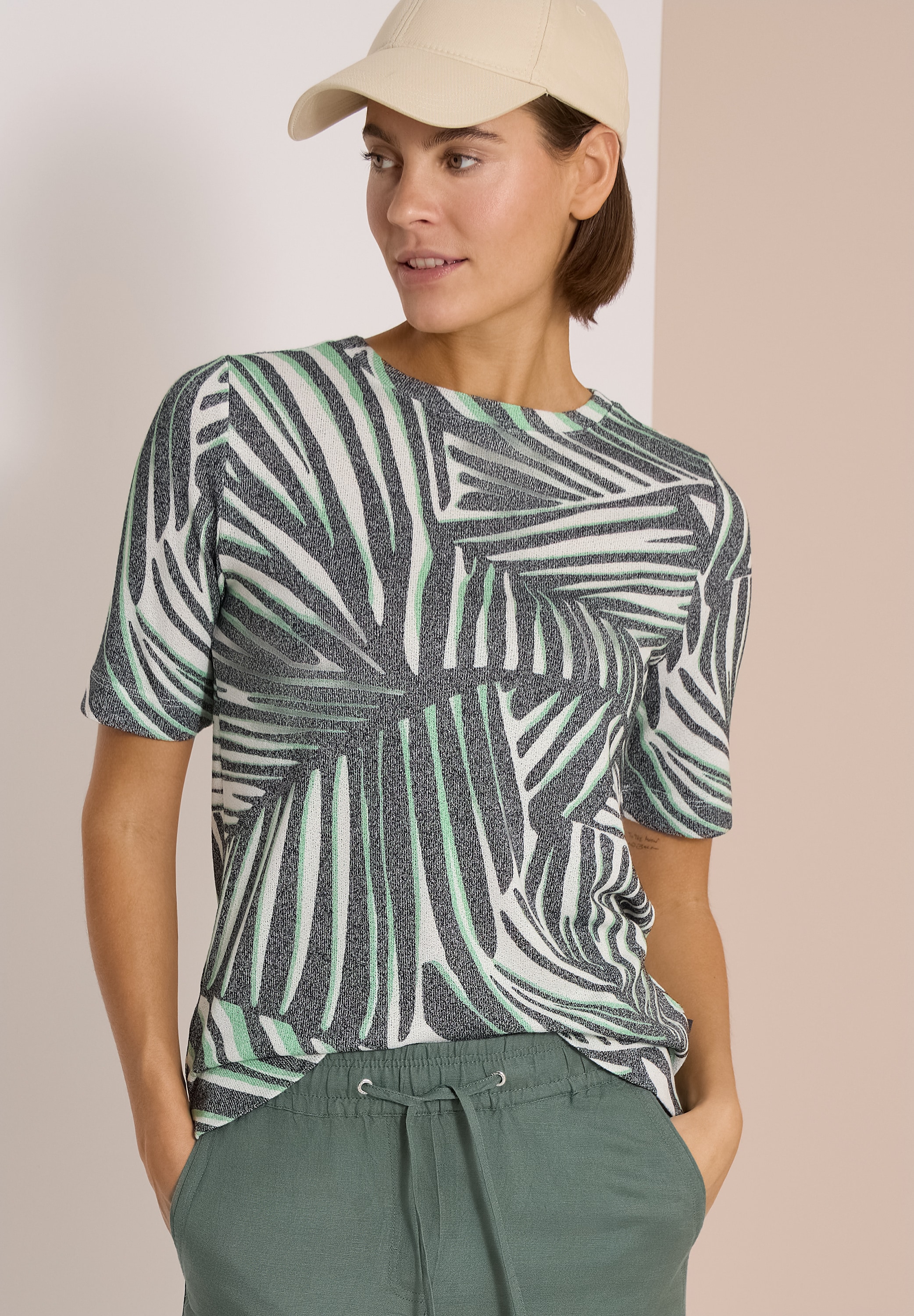 Cecil Print-Shirt aus softem Materialmix