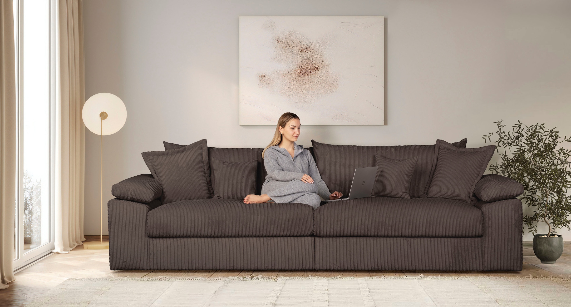 Big-Sofa HOME AFFAIRE, B:303cm T:123cmdunkelbraun, 100% Polyester, Sofas, "Soft&Cosy XXL, B: 303 cm - OTTO. Verlässliche Qualität.", Mega-Sofa, Cord