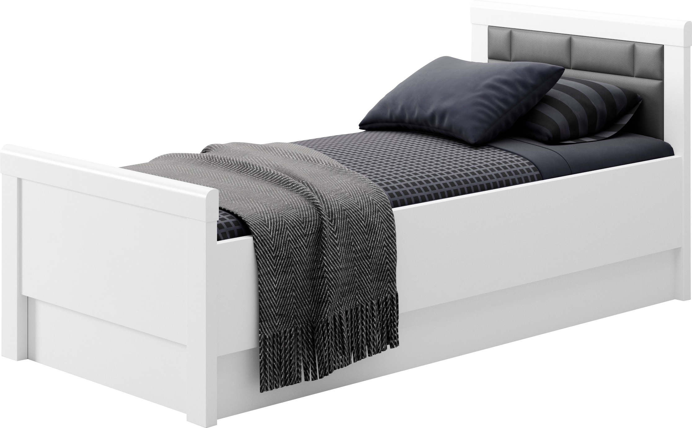 priess Einzelbett "Arnsberg Komfortbett mit flexibel höhenverstellbarer Liegefläche" gepolstertes Kopfteil, Made in Germany mit Blauem Engel und Goldenem M