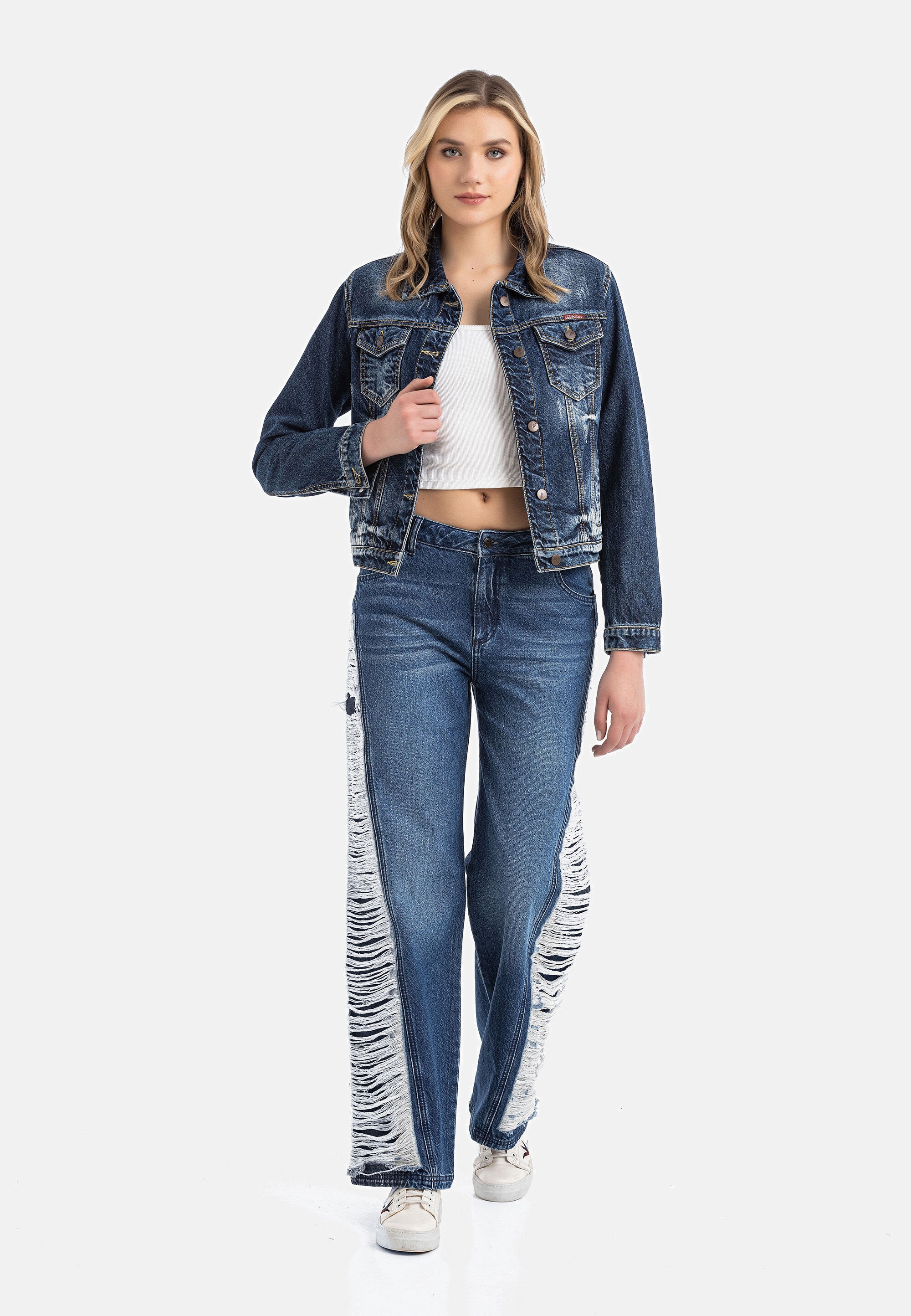 Cipo & Baxx Regular-fit-Jeans »WD538« mit Fransen-Design