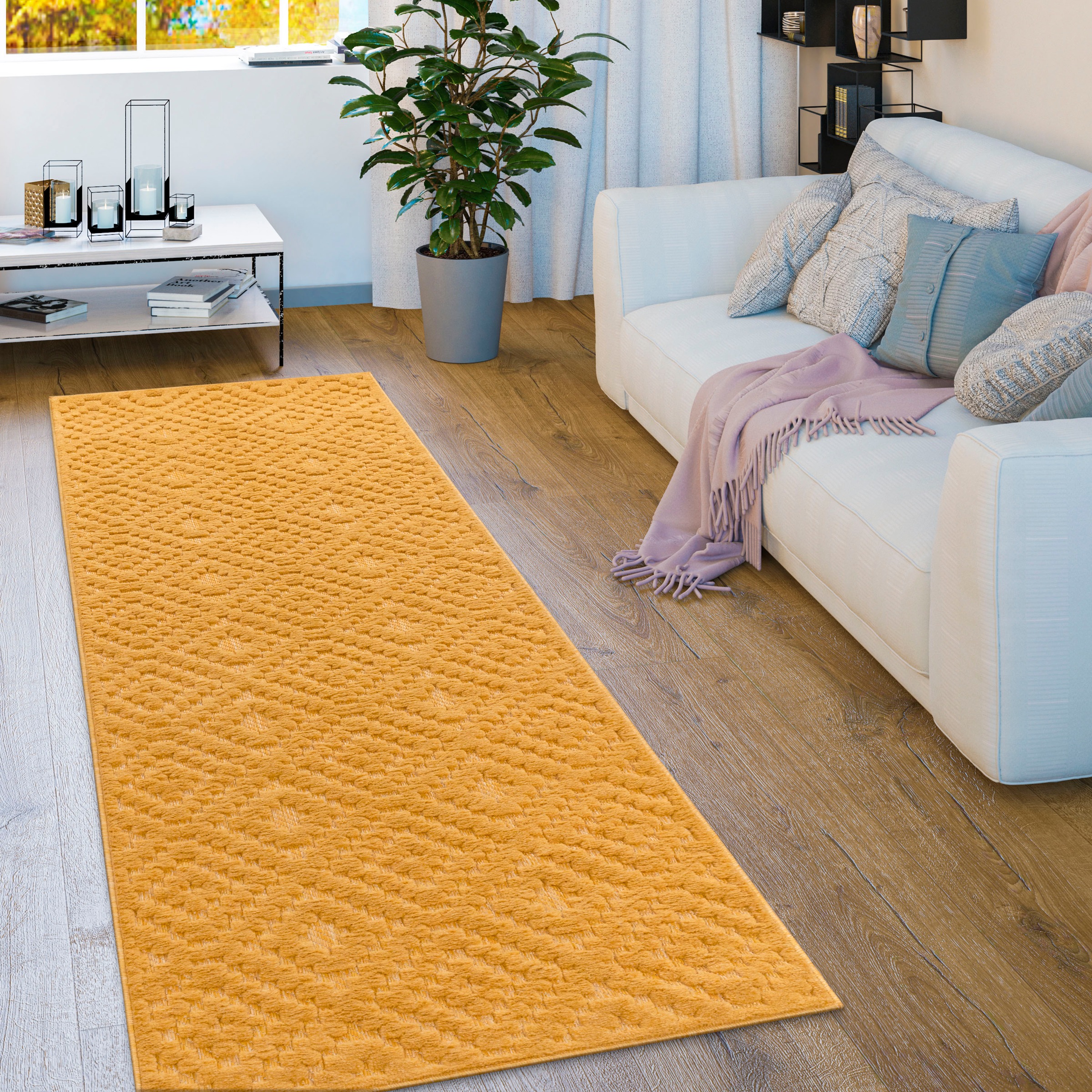 Paco Home Teppich »Livorno 672«, rechteckig, Outdoor Uni-Farben, Effekt, kaufen | BAUR Muster, Scandi, geeignet Hoch-Tief Rauten