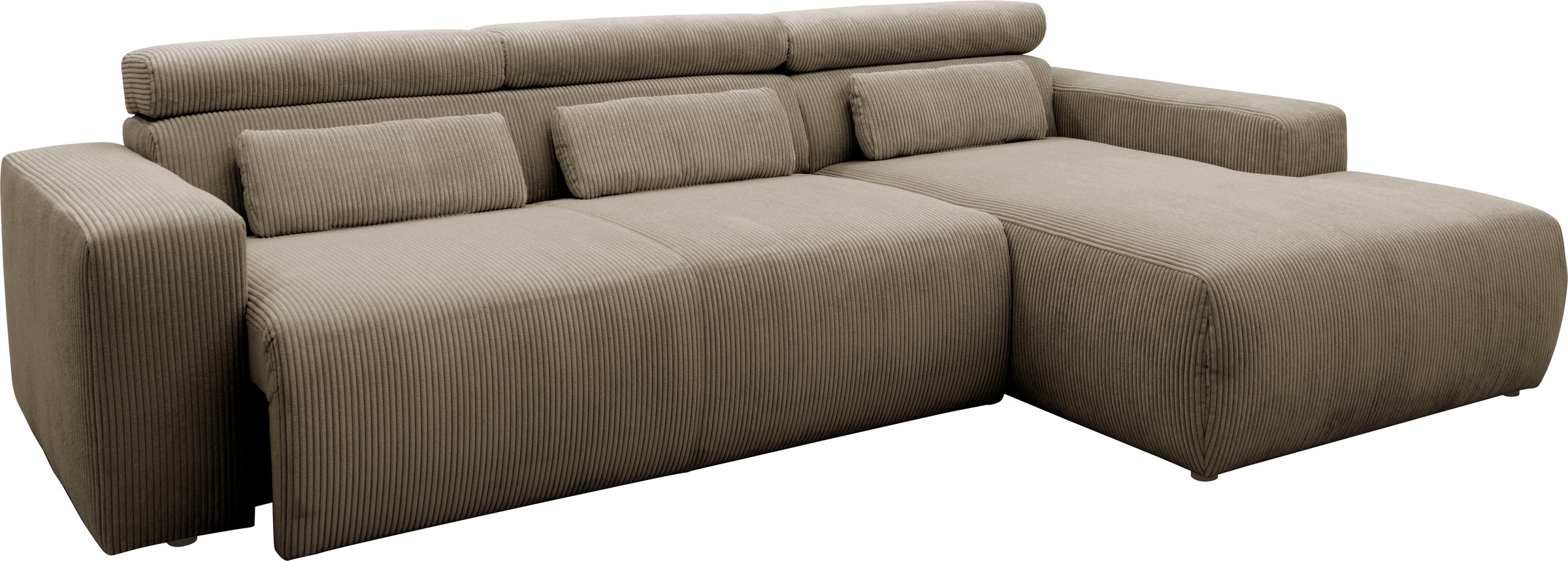DOMO collection Ecksofa »Brandon große Ausführung B/T/H: 289/177/80 cm, auch in Leder und Cord«, mit Kopfteilverstellung, wahlweise Sitztiefenverstellung, L-Form