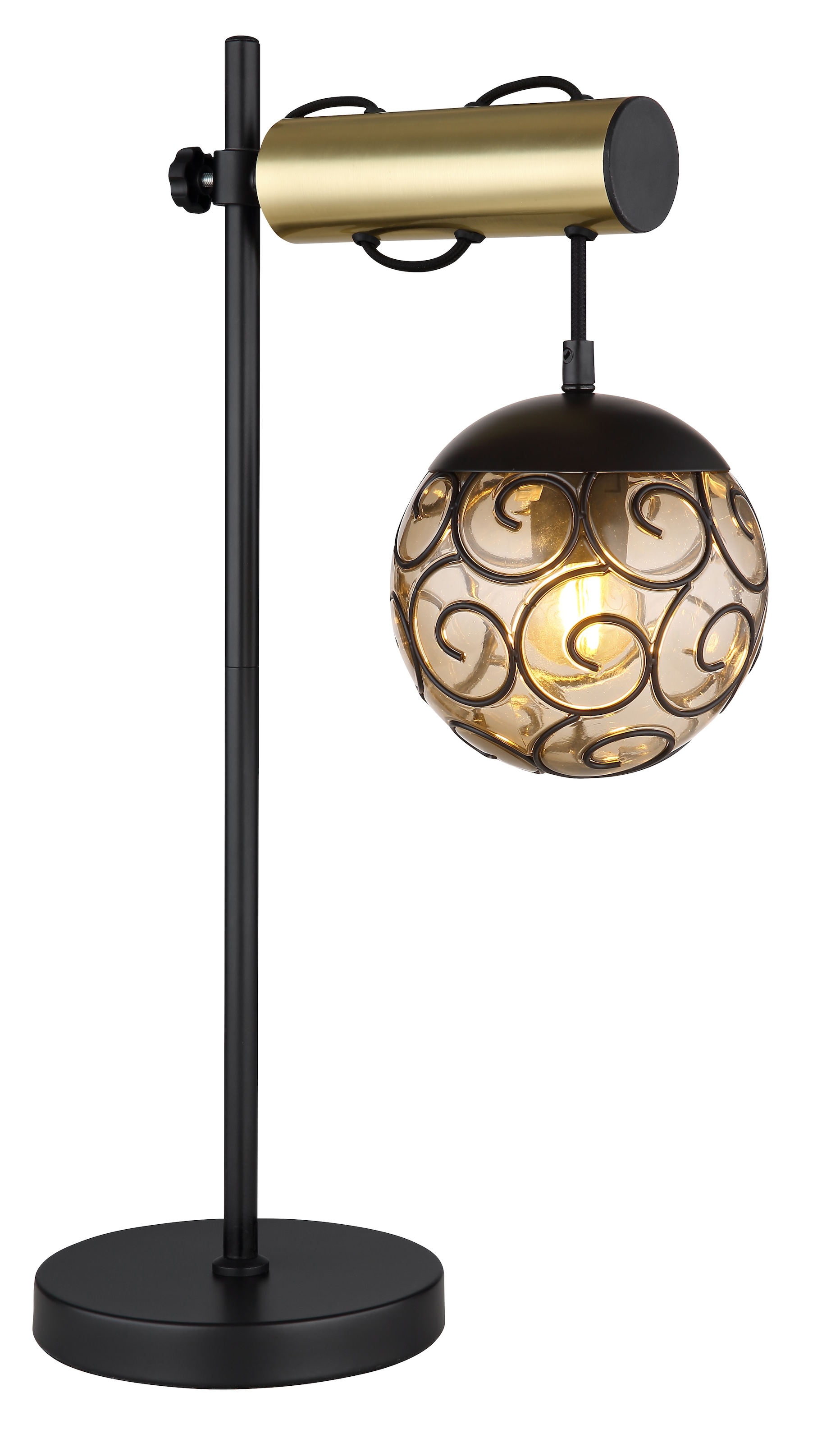 GLOBO LIGHTING Tischleuchte »FITZ«, Leuchtmittel E27 | ohne Leuchtmittel, Tischlampe/Metall/goldfarben/antik/höhenverstellbar