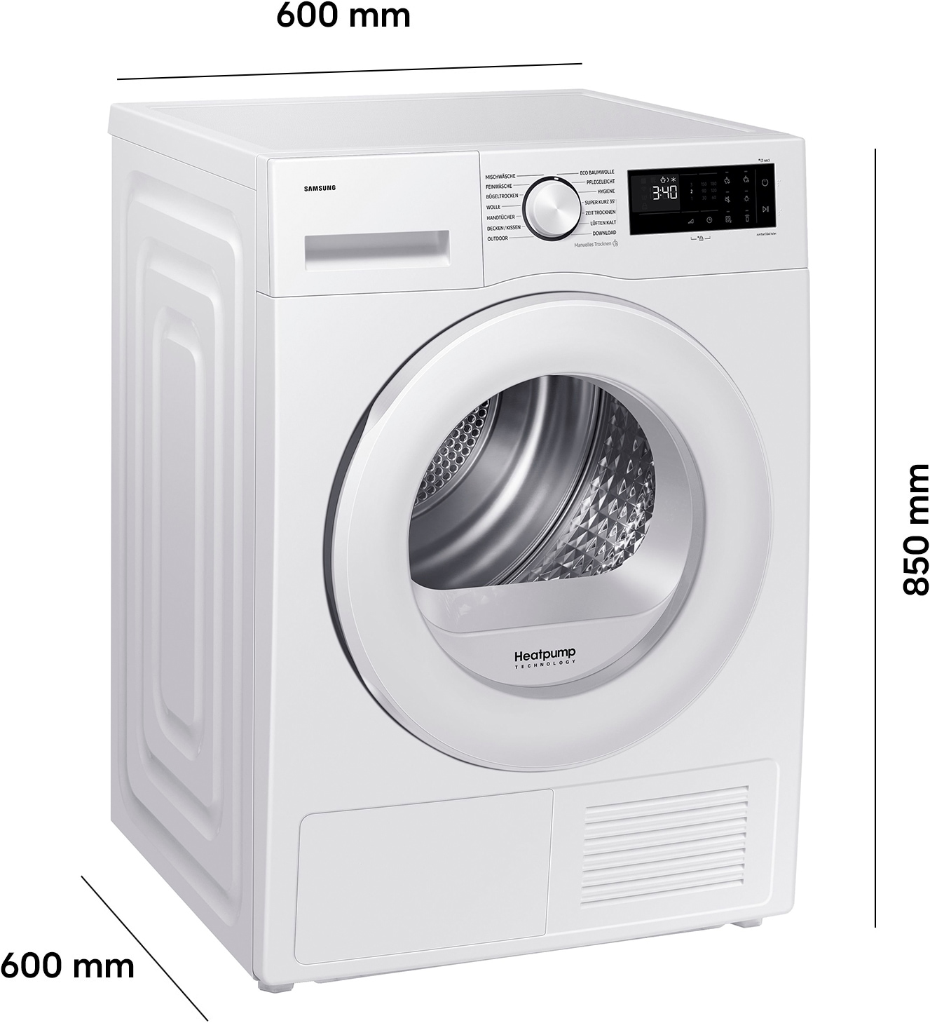 Samsung Wärmepumpentrockner »DV80DG52B0TEEG« DV5000 Optimal Dry-Sensorgesteuertes Trocknen für weniger Energieverbrauch