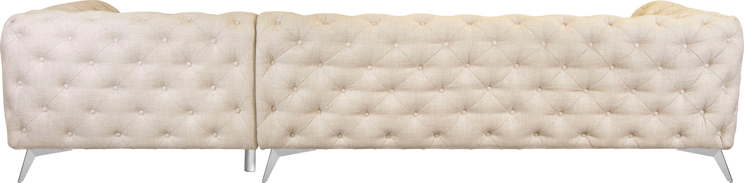 Leonique Chesterfield-Sofa »Ecksofa GLYNIS L-Form mit Wellenunterfederung, Maße B/T/H 323/264/75cm«, aufwändige Knopfheftung, moderne Chesterfield Optik, Fußfarbe wählbar