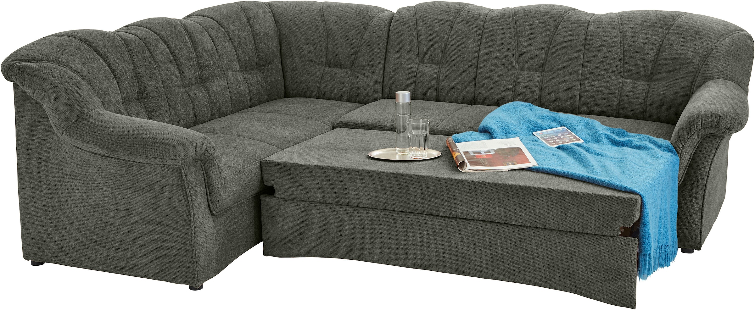 DOMO collection Ecksofa »Papenburg B/T/H: 242/190/84 cm L-Form«, wahlweise mit Bettfunktion, Langer Schenkel links oder rechts