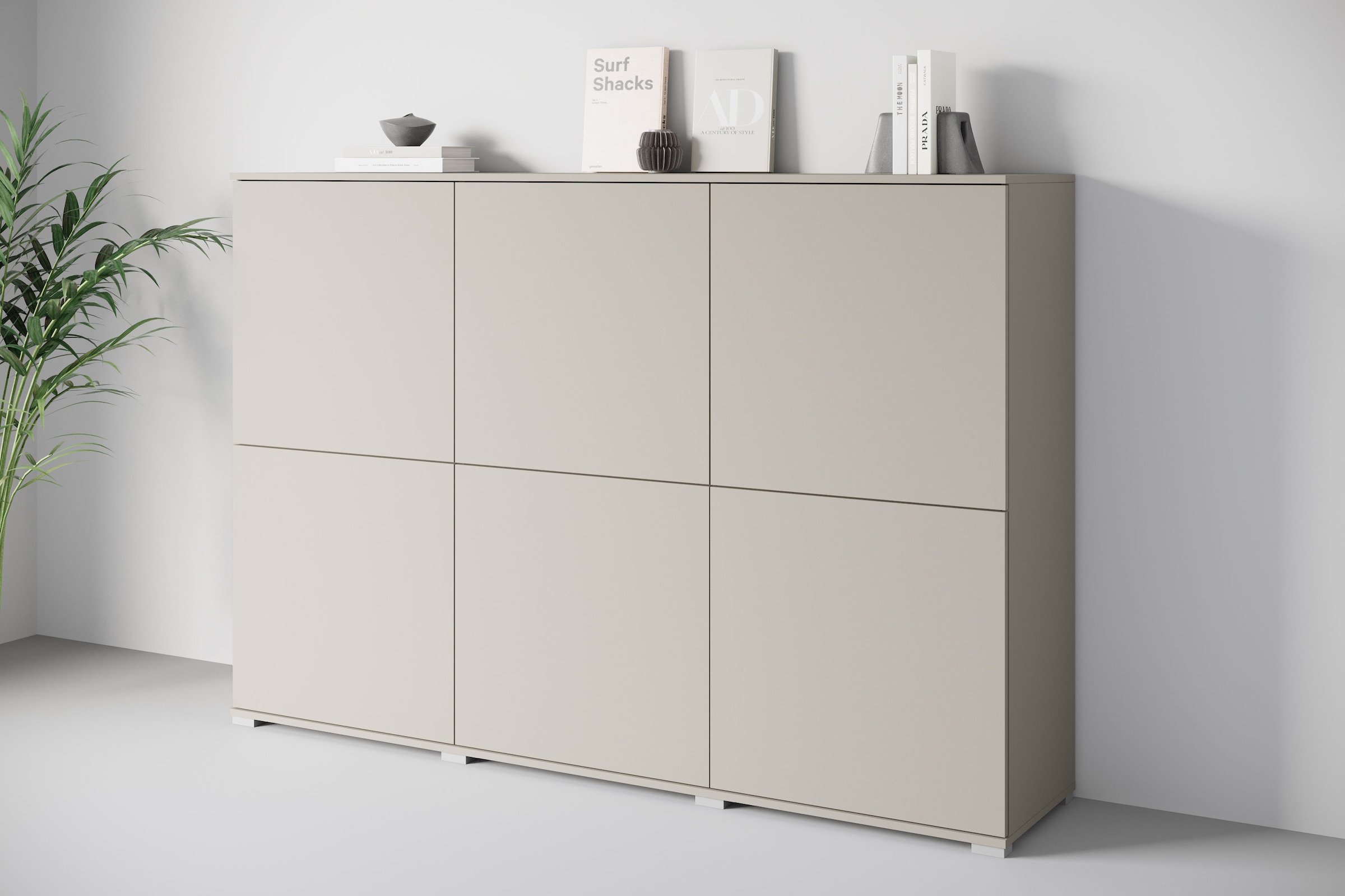 INOSIGN Highboard »Kenia, moderne grifflose Hochkommode mit 6 Türen, Breite 180 cm«, (1 St.), Push-to-Open-Fronten, höhenverstellbaren Einlegeböden