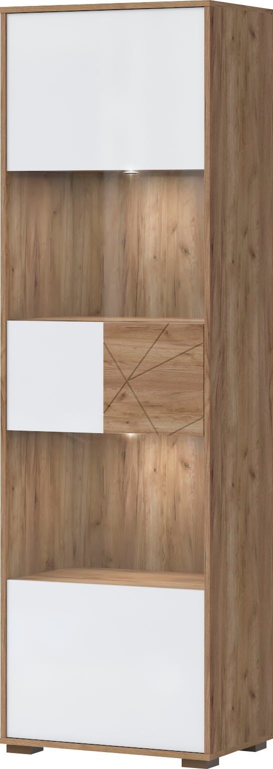 Glasvitrine OTTO HOME, B:62,1cm H:193,6cm T:40,6cm, weiß, Schränke, "Stela", mit Push-to-open und Soft-Close-Funktion