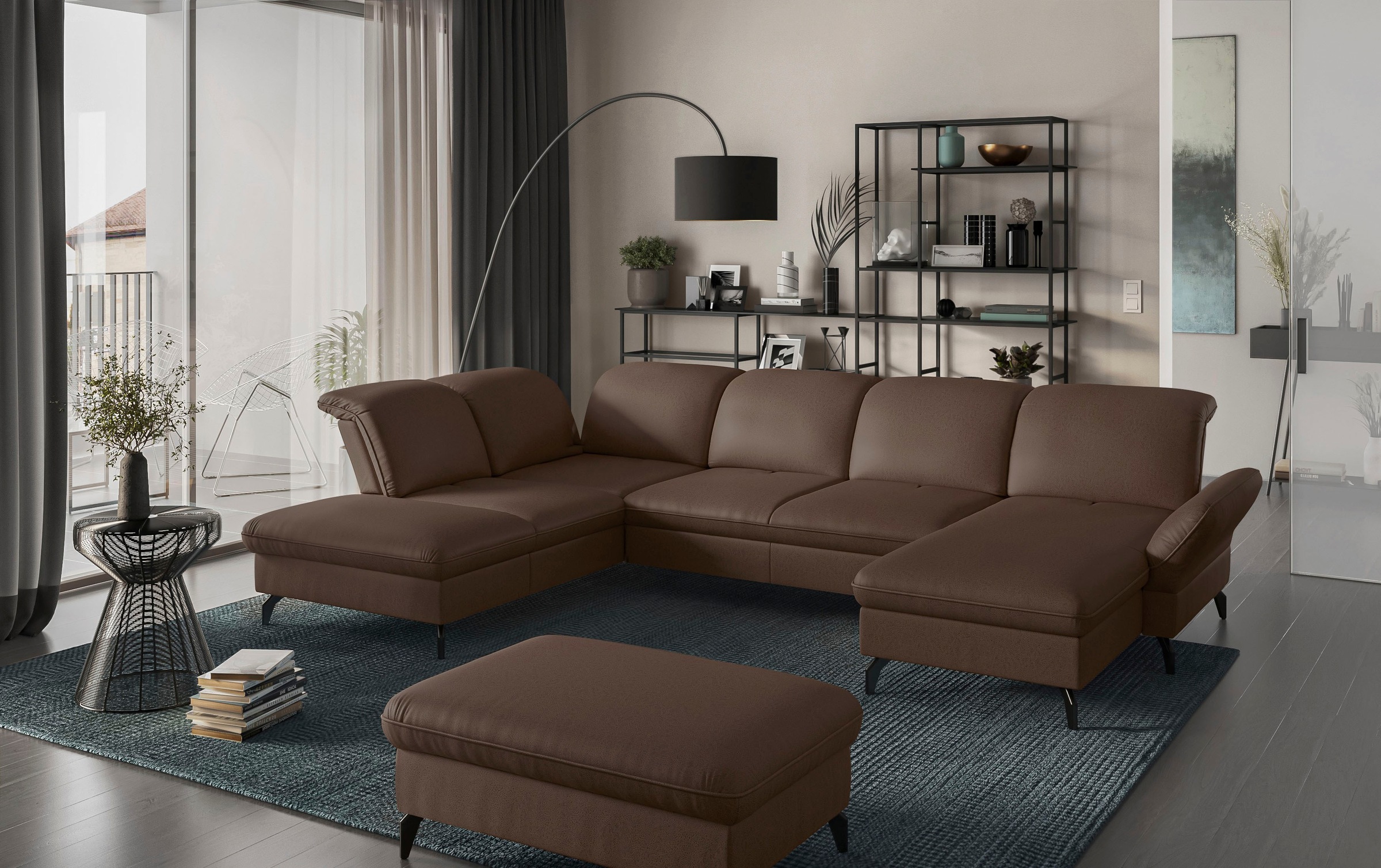 sit&more Wohnlandschaft "Leandro U-Form", Wahlweise mit Bett-, Kopfteil - u günstig online kaufen