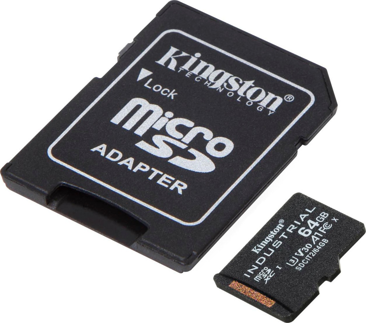 Kingston Speicherkarte »INDUSTRIAL microSD 64GB + SD Adapter«, (UHS-I Class 10 100 MB/s Lesegeschwindigkeit)