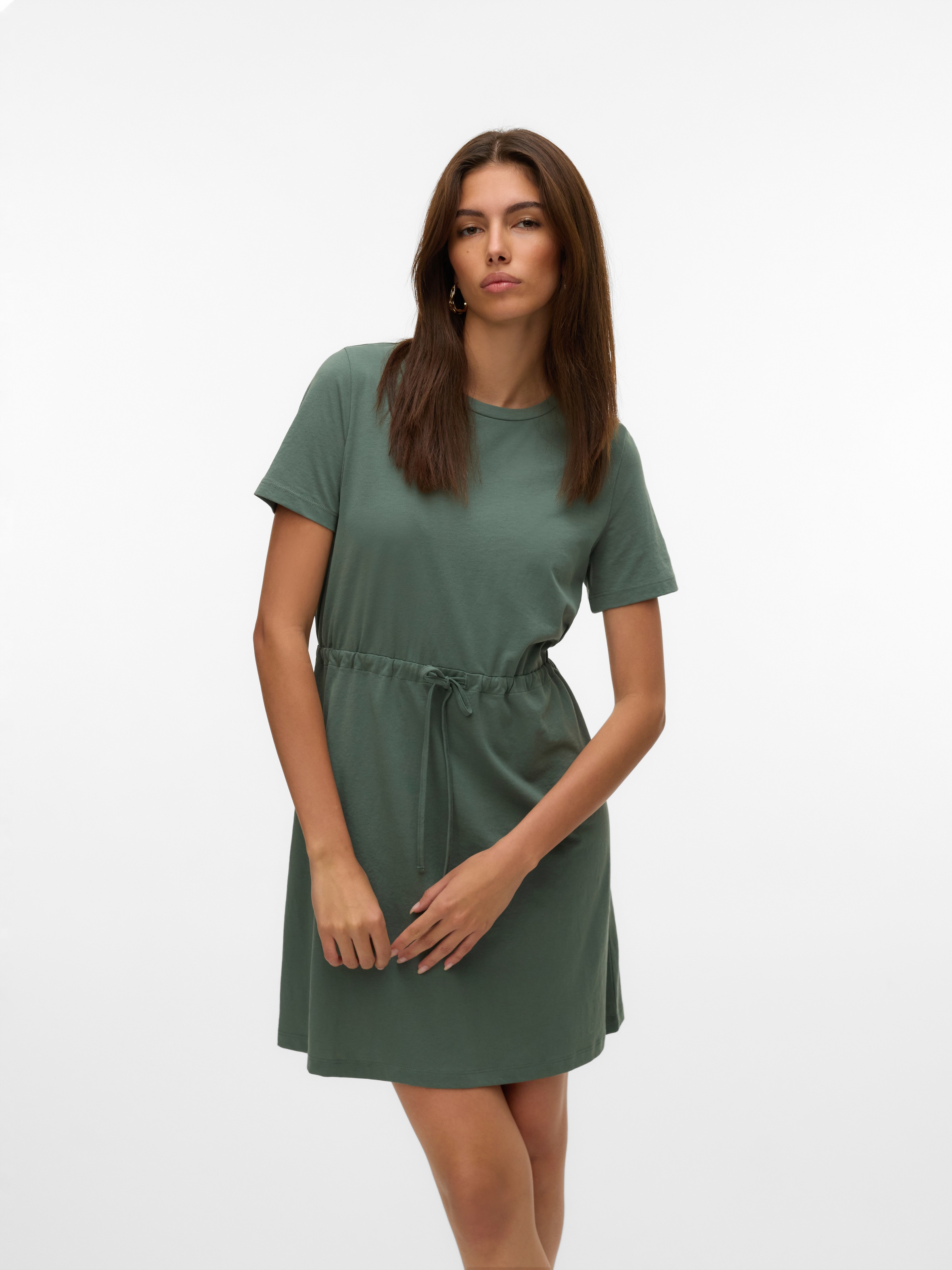 Vero Moda Shirtkleid "VMLUNA SS SHORT STRING DRESS JRS NOOS" Baumwollmischu günstig online kaufen