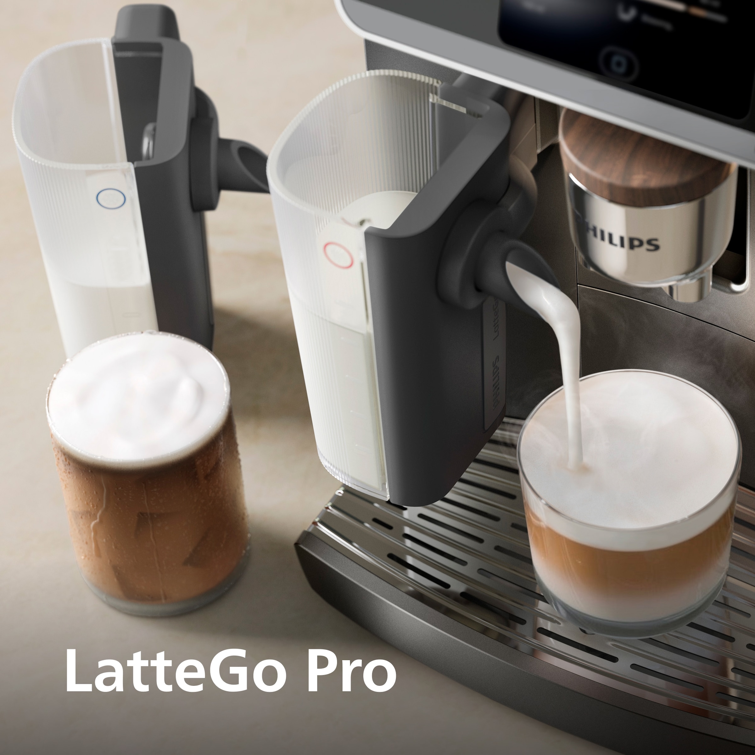 Philips Kaffeevollautomat »EP8757/12 8000 Series Café Aromis, 50 Getränke (heiß oder eisgekühlt)« LatteGo Pro-Milchsystem, BrewExtract Technologie, appfähig, Schwarz