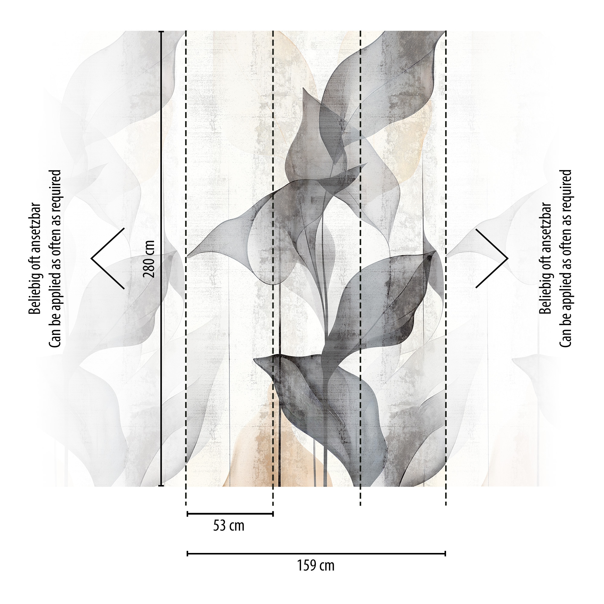 CosmoLiving by Cosmopolitan Vliestapete »Translucent Grace Fototapete« matt strukturiert Transparente Formen in sanften Grautönen