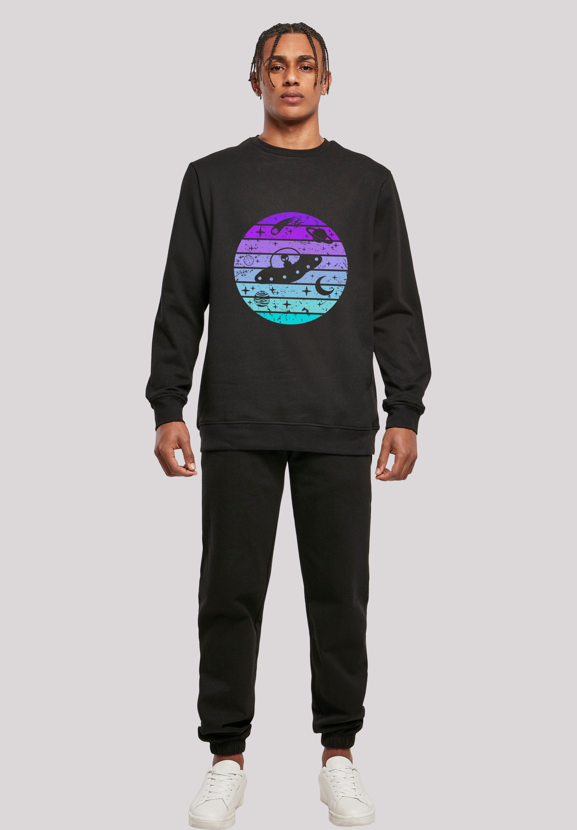 F4NT4STIC Sweatshirt »Retro Alien Weltraum Sonnenuntergang« Premium Qualität