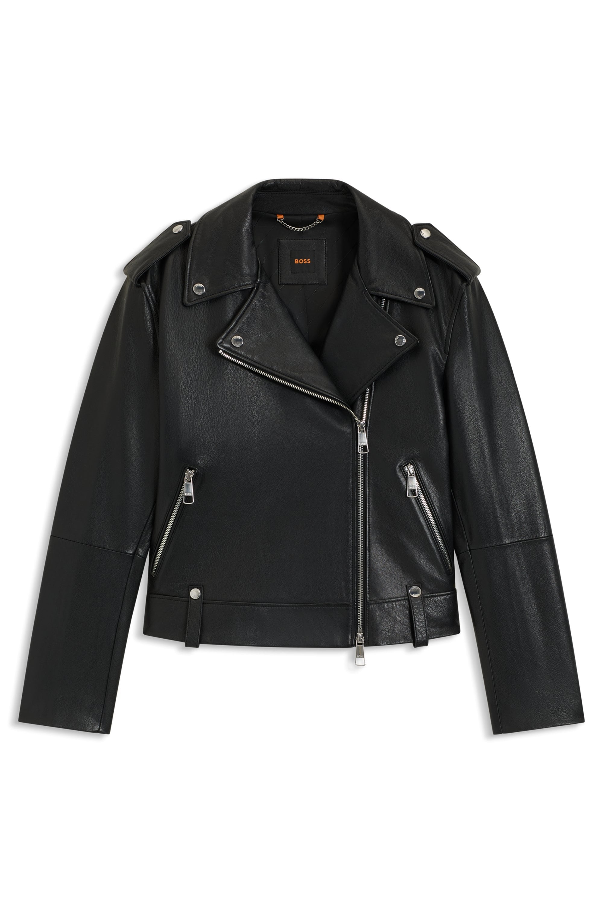 BOSS ORANGE Lederjacke »Sandy Premium Damenmode«, mit genarbter Struktur